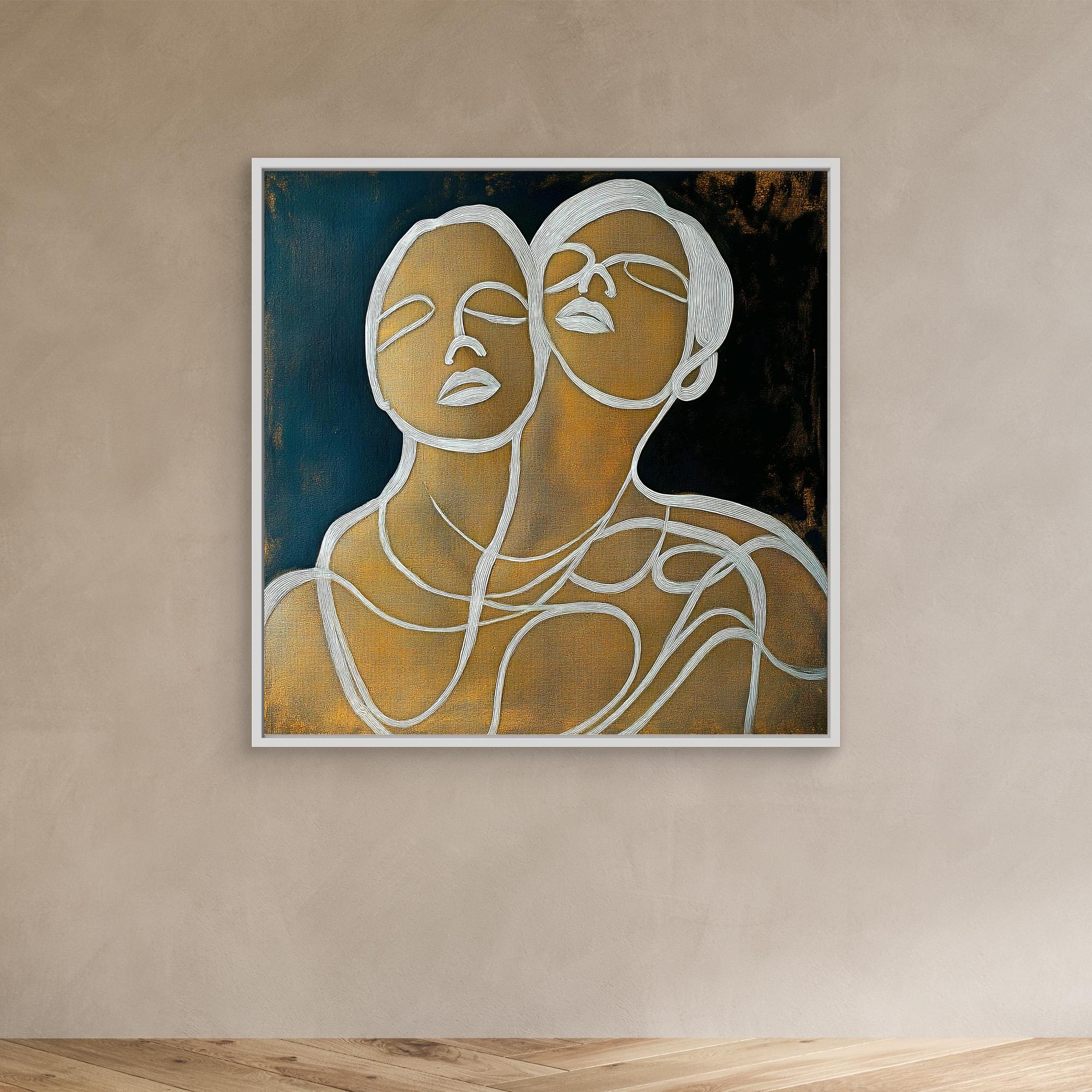 Canvas Print : Lines of Connection - Abstract Portrait Art modern abstract canvas wall art by Rossetti Art – luxury interior design artwork for living room, bedroom, office – Elegant Modern Artwork for Home Handmade Abstract Portrait Canvas Line Art Wall Decor