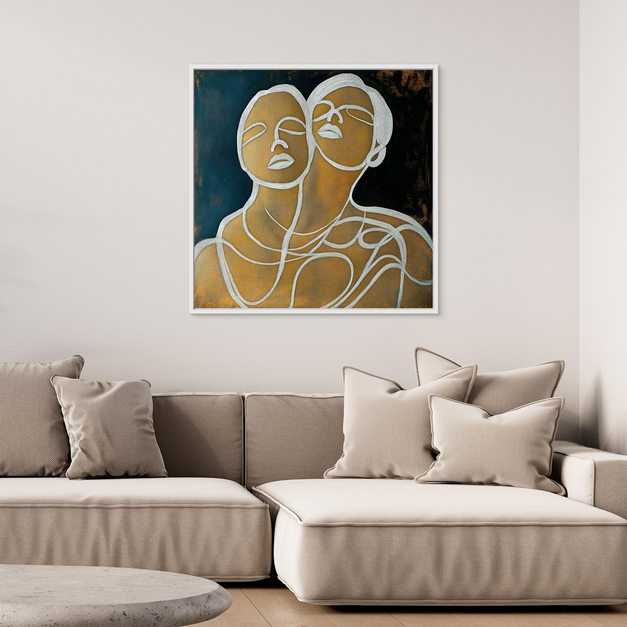 Canvas Print : Lines of Connection - Abstract Portrait Art modern abstract canvas wall art by Rossetti Art – luxury interior design artwork for living room, bedroom, office – Elegant Modern Artwork for Home Handmade Abstract Portrait Canvas Line Art Wall Decor