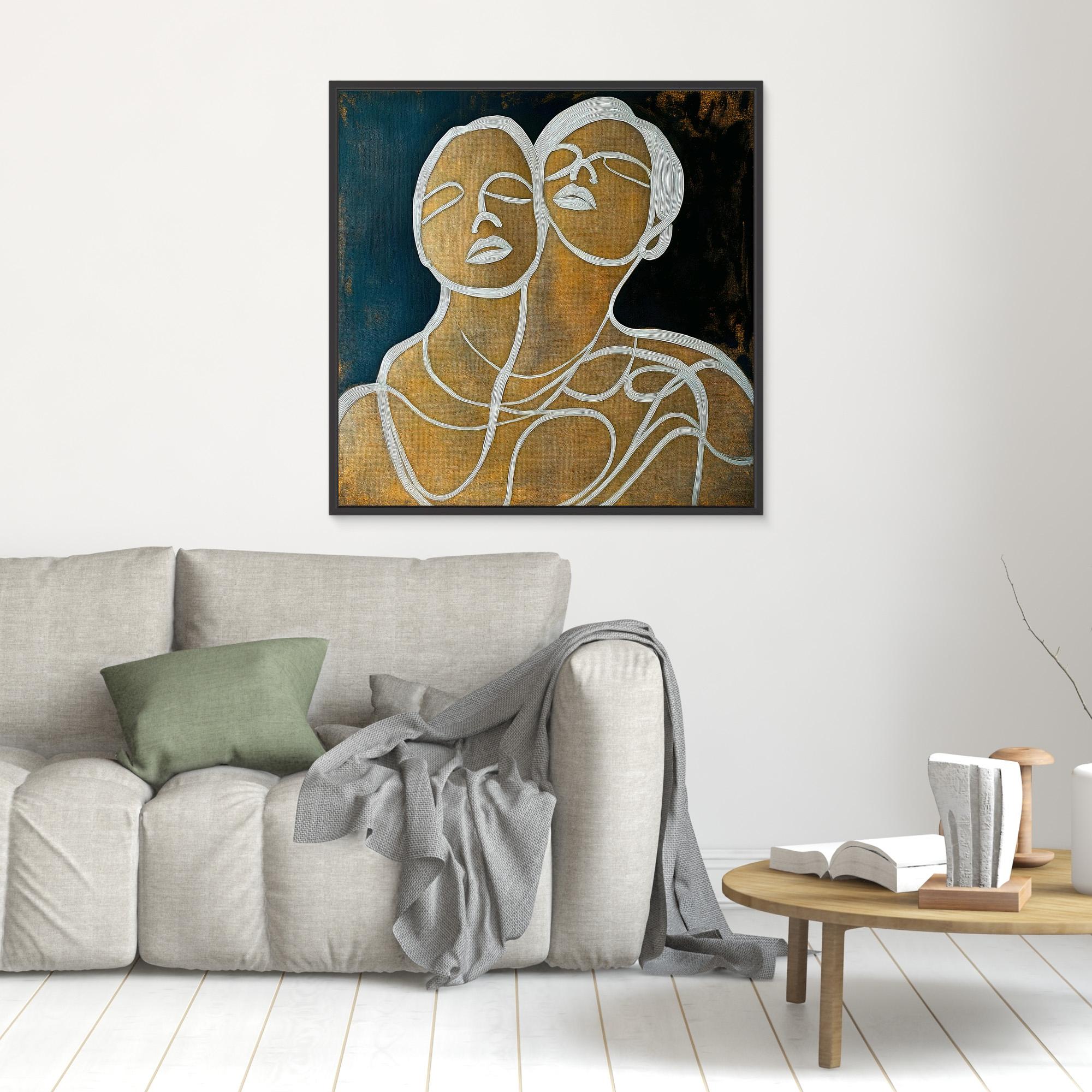 Canvas Print : Lines of Connection - Abstract Portrait Art modern abstract canvas wall art by Rossetti Art – luxury interior design artwork for living room, bedroom, office – Elegant Modern Artwork for Home Handmade Abstract Portrait Canvas Line Art Wall Decor