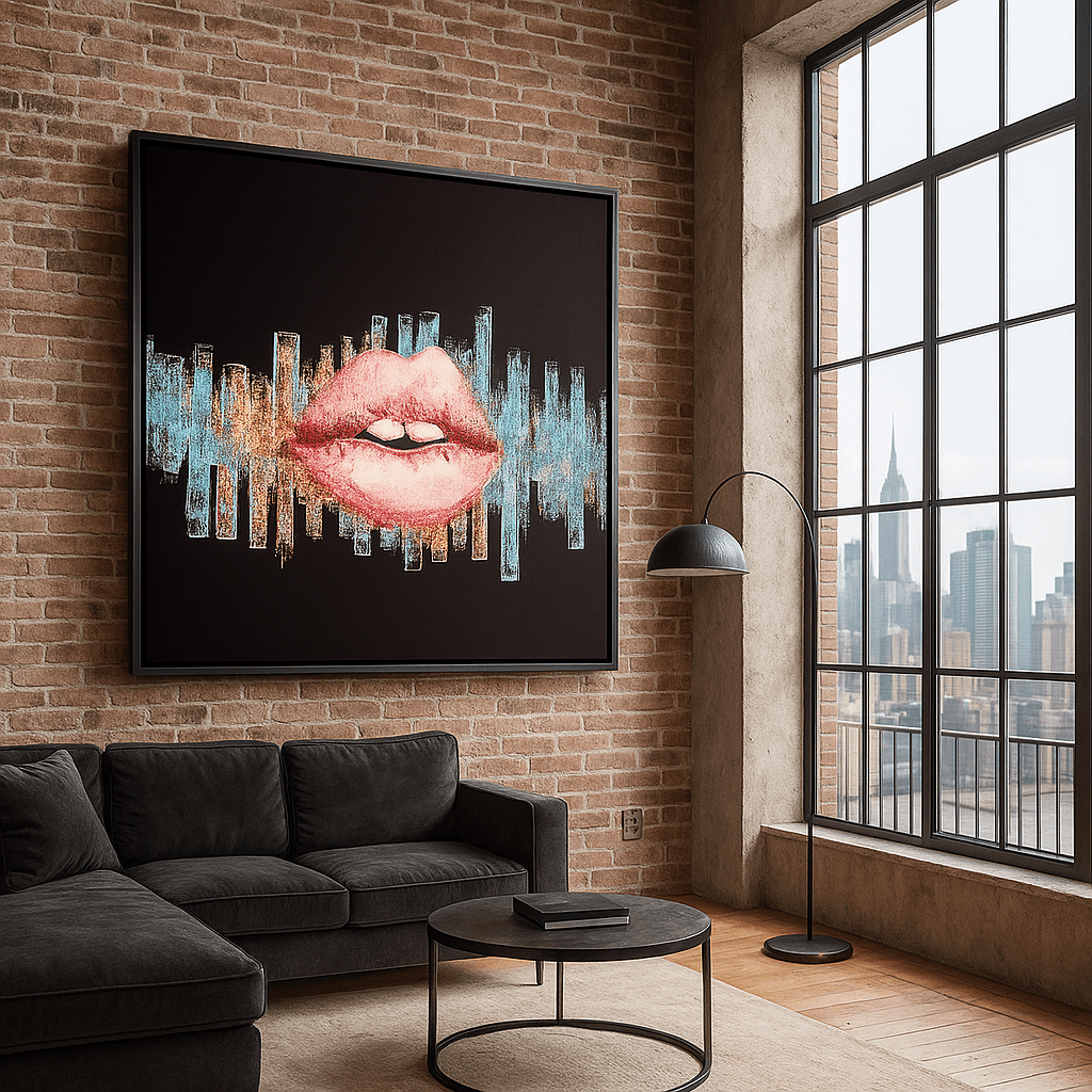 Canvas Print : Lips Don’t Lie | Pop Art Canvas with Red Lips & Soundwaves - Chiara Rossetti