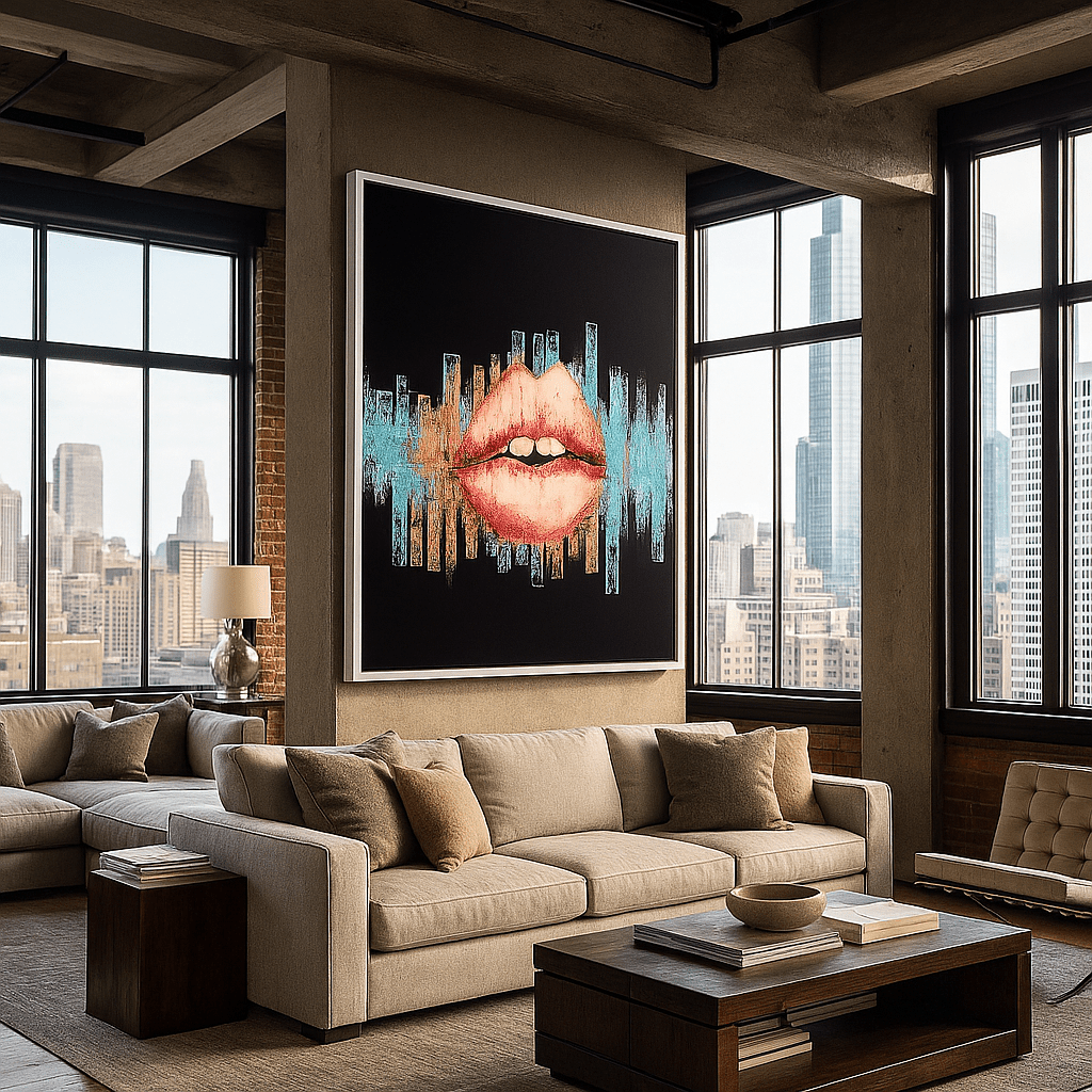 Canvas Print : Lips Don’t Lie | Pop Art Canvas with Red Lips & Soundwaves - Chiara Rossetti
