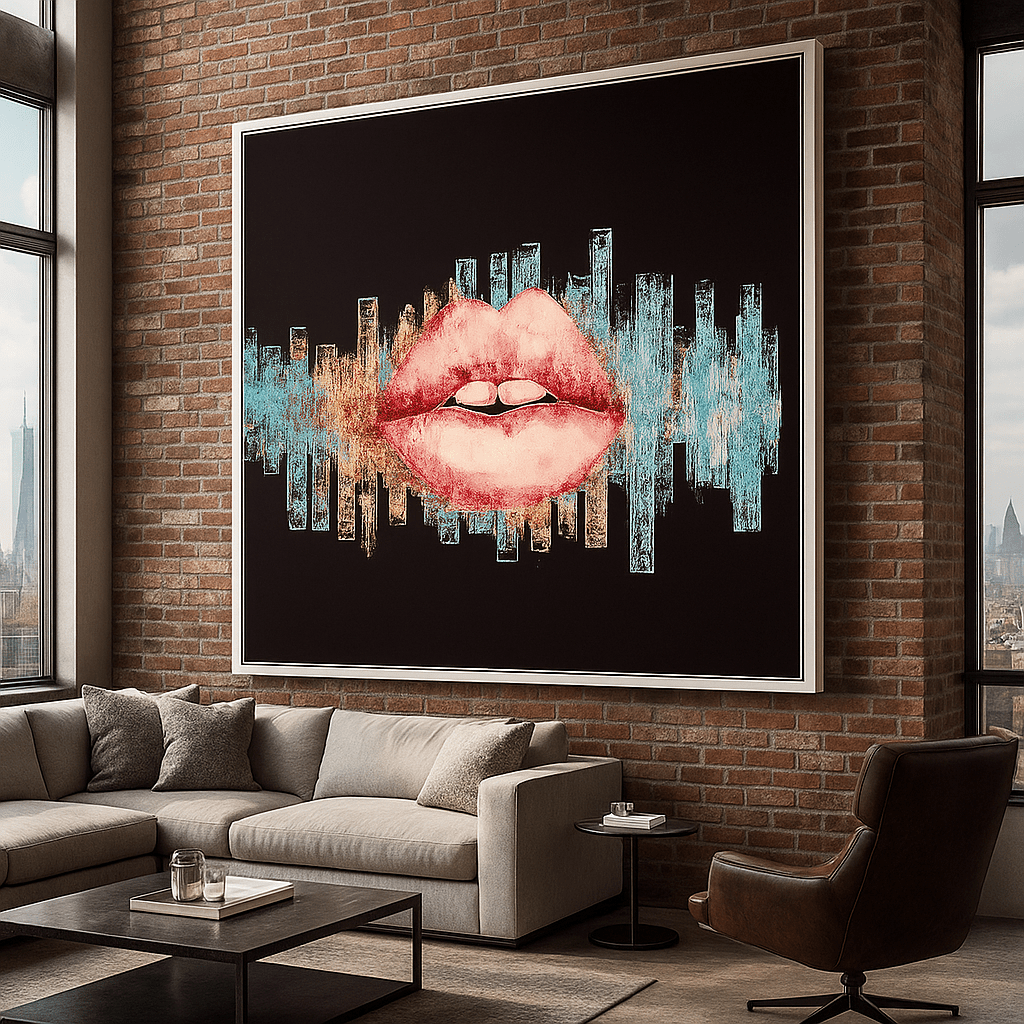 Canvas Print : Lips Don’t Lie | Pop Art Canvas with Red Lips & Soundwaves - Chiara Rossetti
