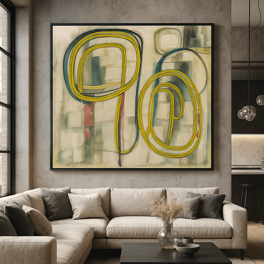 Canvas Print : "Loops of Logic" – Abstract Line Art Canvas | Retro Modern Wall Decor - Chiara Rossetti