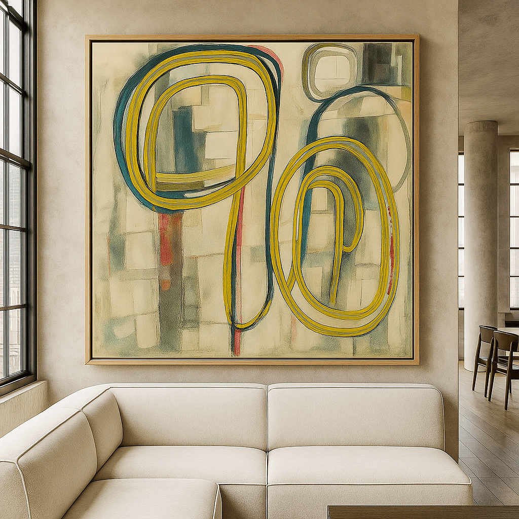 Canvas Print : "Loops of Logic" – Abstract Line Art Canvas | Retro Modern Wall Decor - Chiara Rossetti