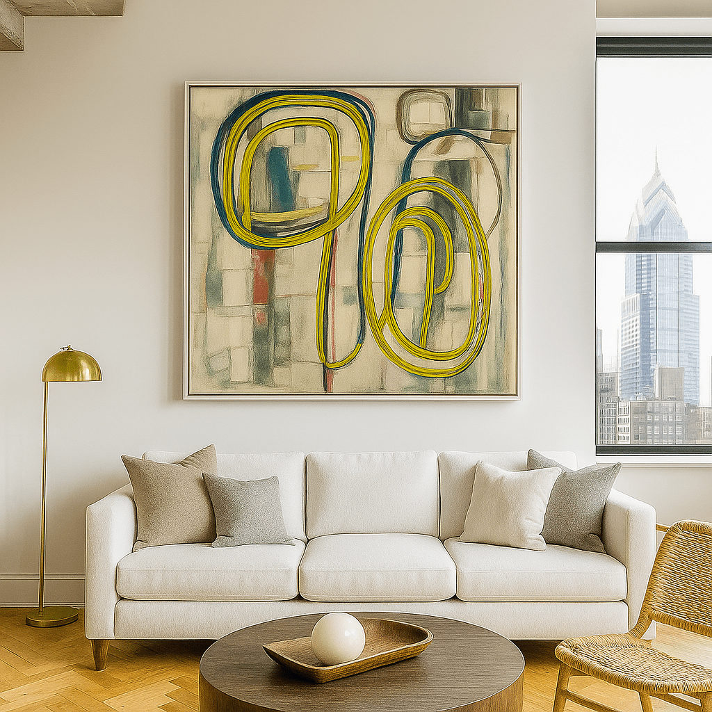 Canvas Print : "Loops of Logic" – Abstract Line Art Canvas | Retro Modern Wall Decor - Chiara Rossetti