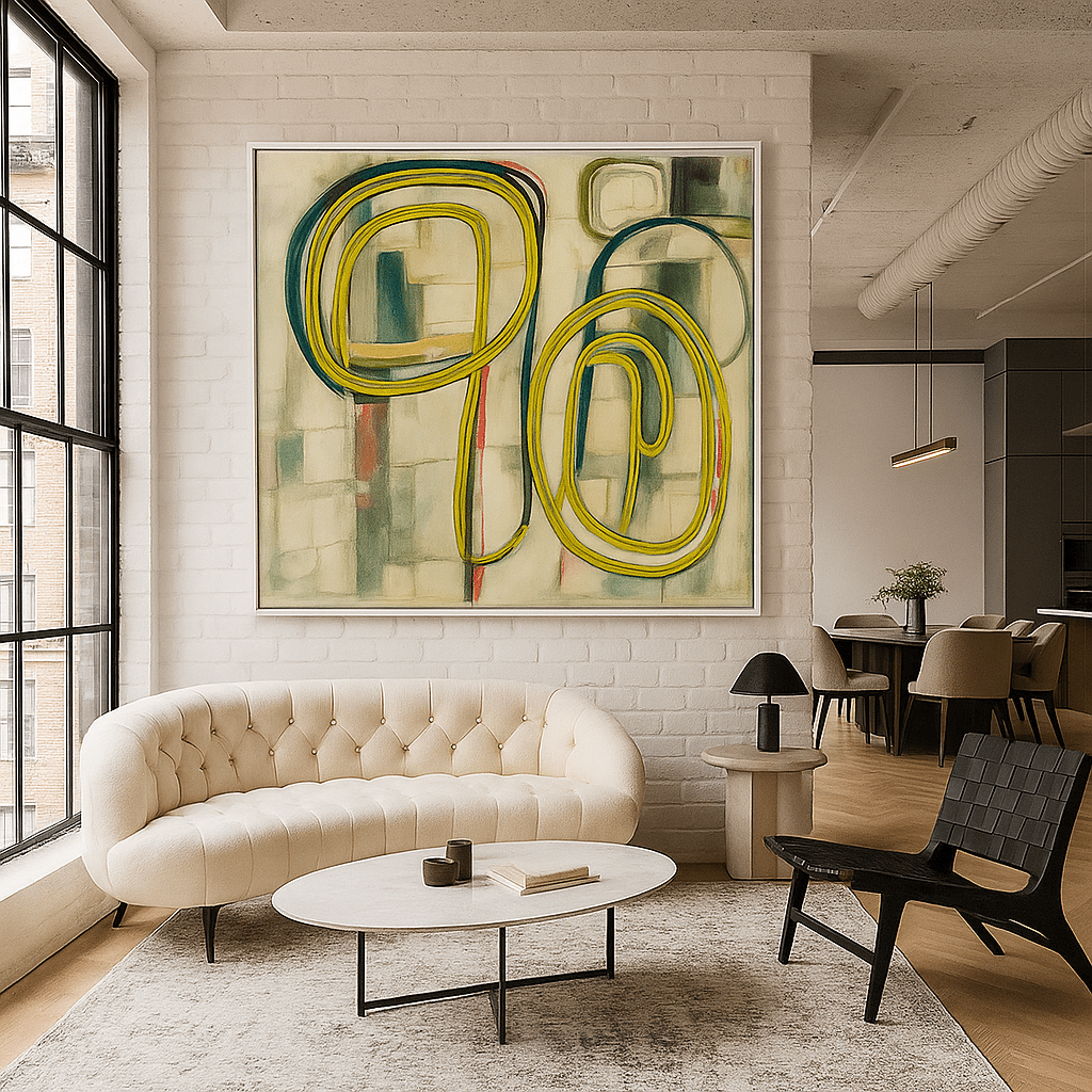 Canvas Print : "Loops of Logic" – Abstract Line Art Canvas | Retro Modern Wall Decor - Chiara Rossetti