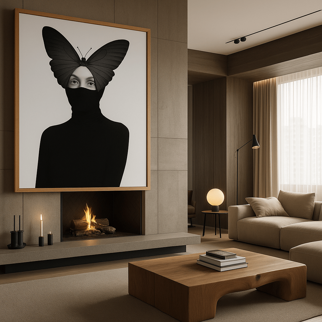 Canvas Print : Metamorphosis of Silence - Minimalist Feminine Canvas Print modern abstract canvas wall art by Rossetti Art – luxury interior design artwork for living room, bedroom, office – black and white feminine canvas Contemporary Art for Sale contemporary art piece