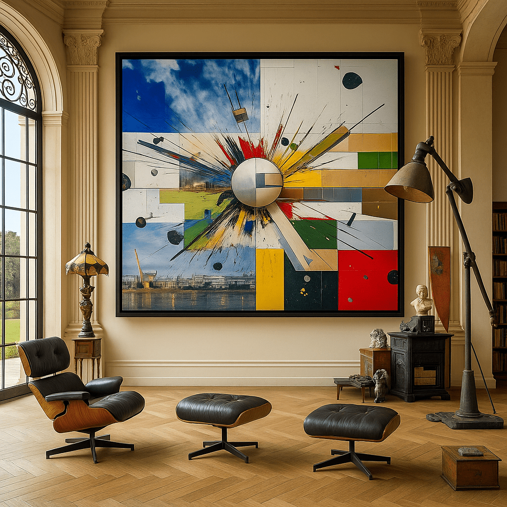 Canvas Print: "Metropolitan Radiance" - Abstract Cityscape Wall Art modern abstract canvas wall art by Rossetti Art – luxury interior design artwork for living room, bedroom, office – Canvas Prints Contemporary Canvas Art Contemporary canvas print