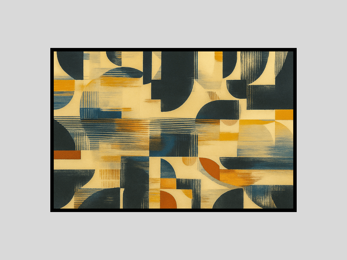 Canvas Print : Mid - Century Modern Abstract | Yellow Geometric Canvas Wall Art - Chiara Rossetti