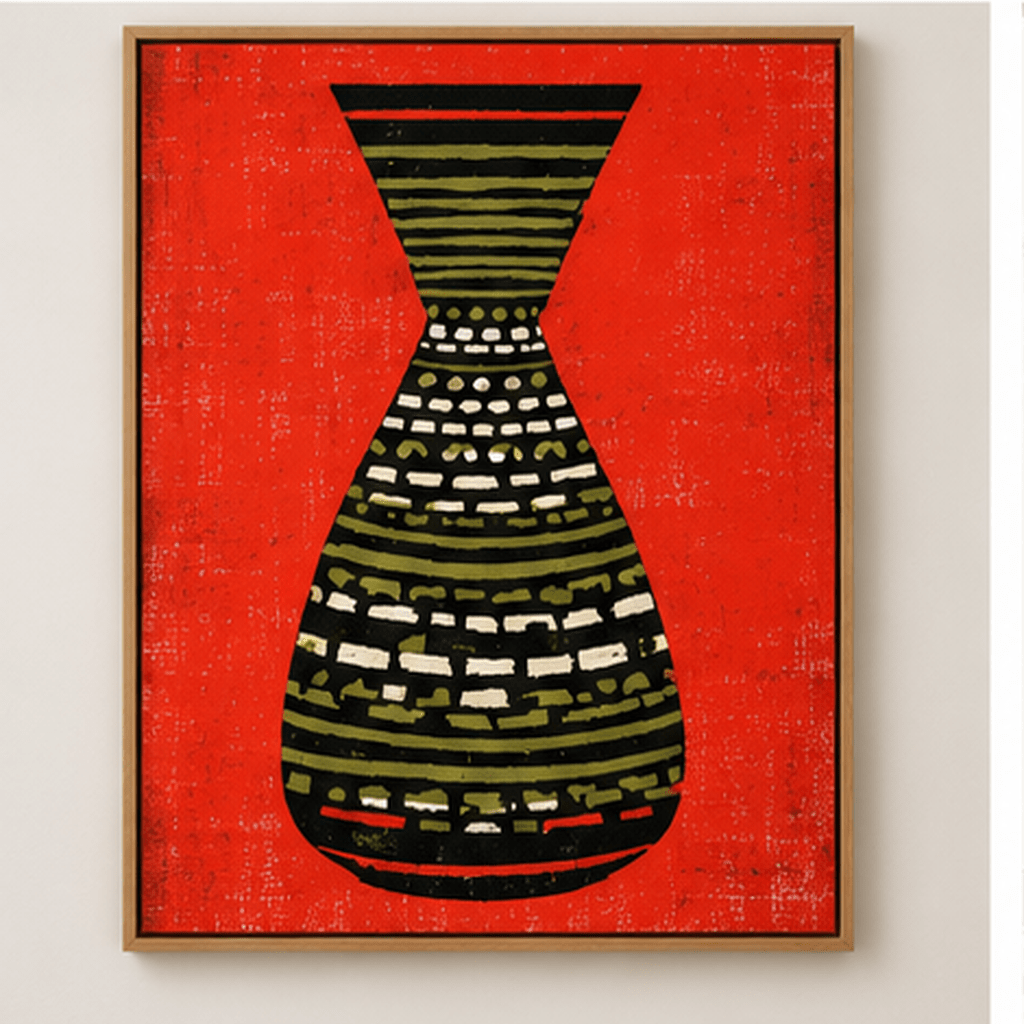 Mid Century Wall Art – Olive Amphora by Rossetti Art