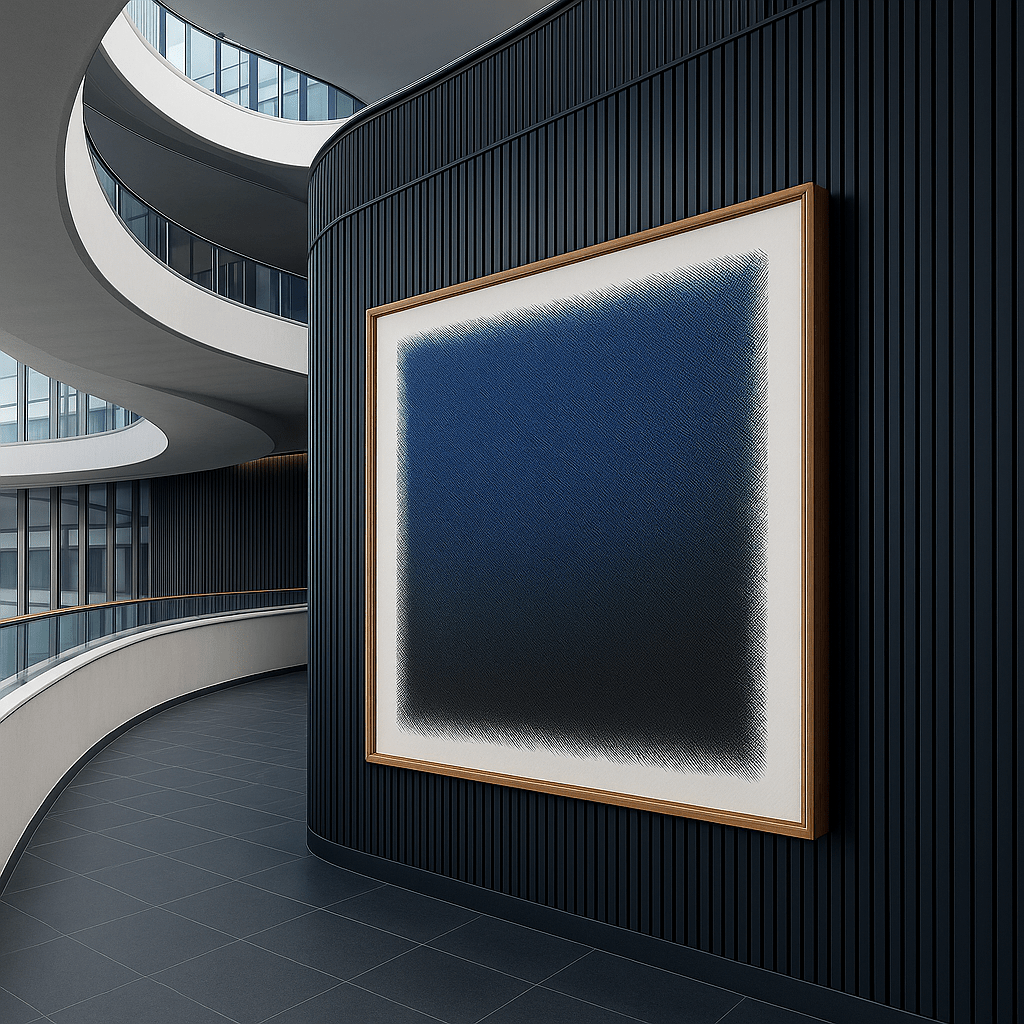 Canvas Print: Midnight Drift – Textured Blue & Black Abstract Wall Art modern abstract canvas wall art by Rossetti Art – luxury interior design artwork for living room, bedroom, office – Contemporary Art for Sale contemporary art piece Contemporary art print