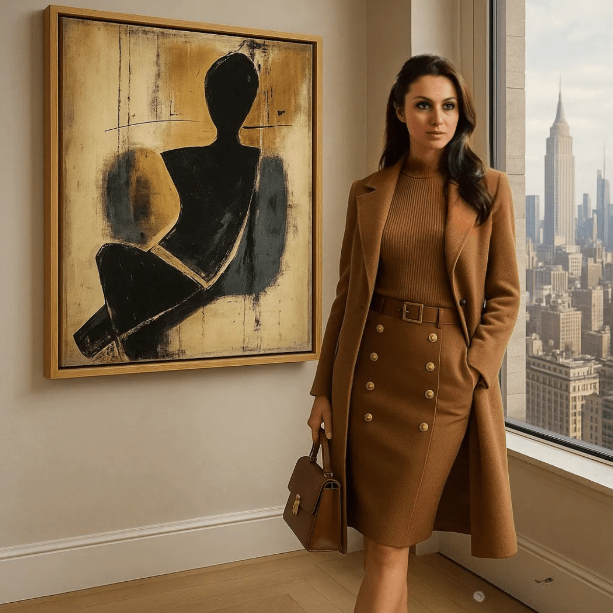 Canvas Print : Minimalist Abstract Figure Canvas Print | Modern Black & Gold Wall Art - Chiara Rossetti
