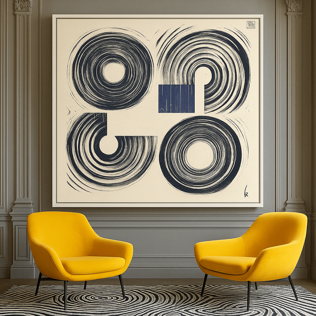 Canvas Print: Minimalist Spiral Geometry - Modern Abstract Wall Art modern abstract canvas wall art by Rossetti Art – luxury interior design artwork for living room, bedroom, office – Bold and Dynamic Artistic Home Accent Colorful Statement Wall Art Contemporary Grid Art