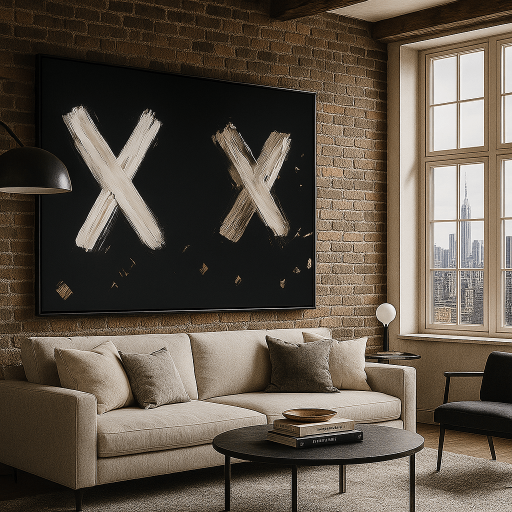 Canvas Print : Modern Abstract Black Canvas – Neutral Brushstroke X Painting for Contemporary Interiors modern abstract canvas wall art by Rossetti Art – luxury interior design artwork for living room, bedroom, office – horizontal art print horizontal canvas print horizontal canvas prints