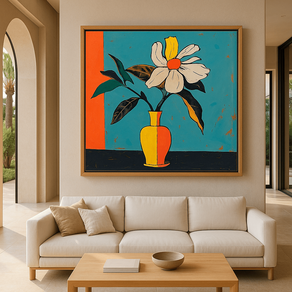Canvas Print: Modern Bloom – Large Canvas Flower Wall Art Print modern abstract canvas wall art by Rossetti Art – luxury interior design artwork for living room, bedroom, office – contemporary art piece Contemporary Canvas Art Contemporary canvas print