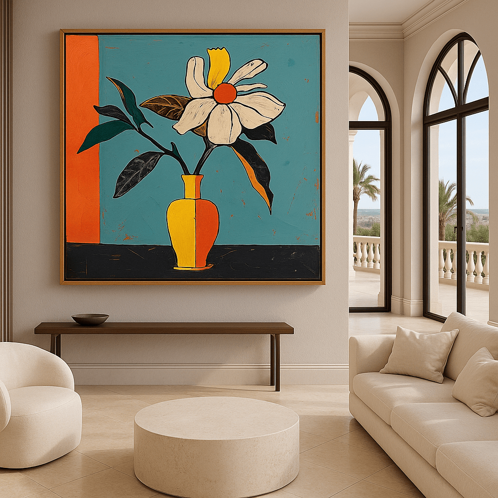 Canvas Print: Modern Bloom – Large Canvas Flower Wall Art Print modern abstract canvas wall art by Rossetti Art – luxury interior design artwork for living room, bedroom, office – contemporary art piece Contemporary Canvas Art Contemporary canvas print