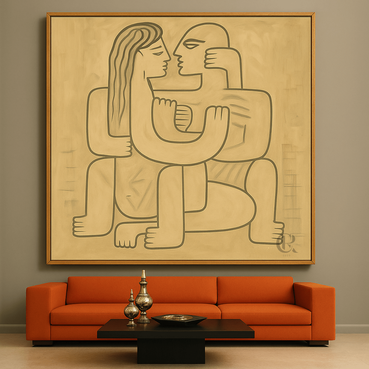 Canvas Print : Modern Embrace – Abstract Nude Canvas Wall Art - Chiara Rossetti