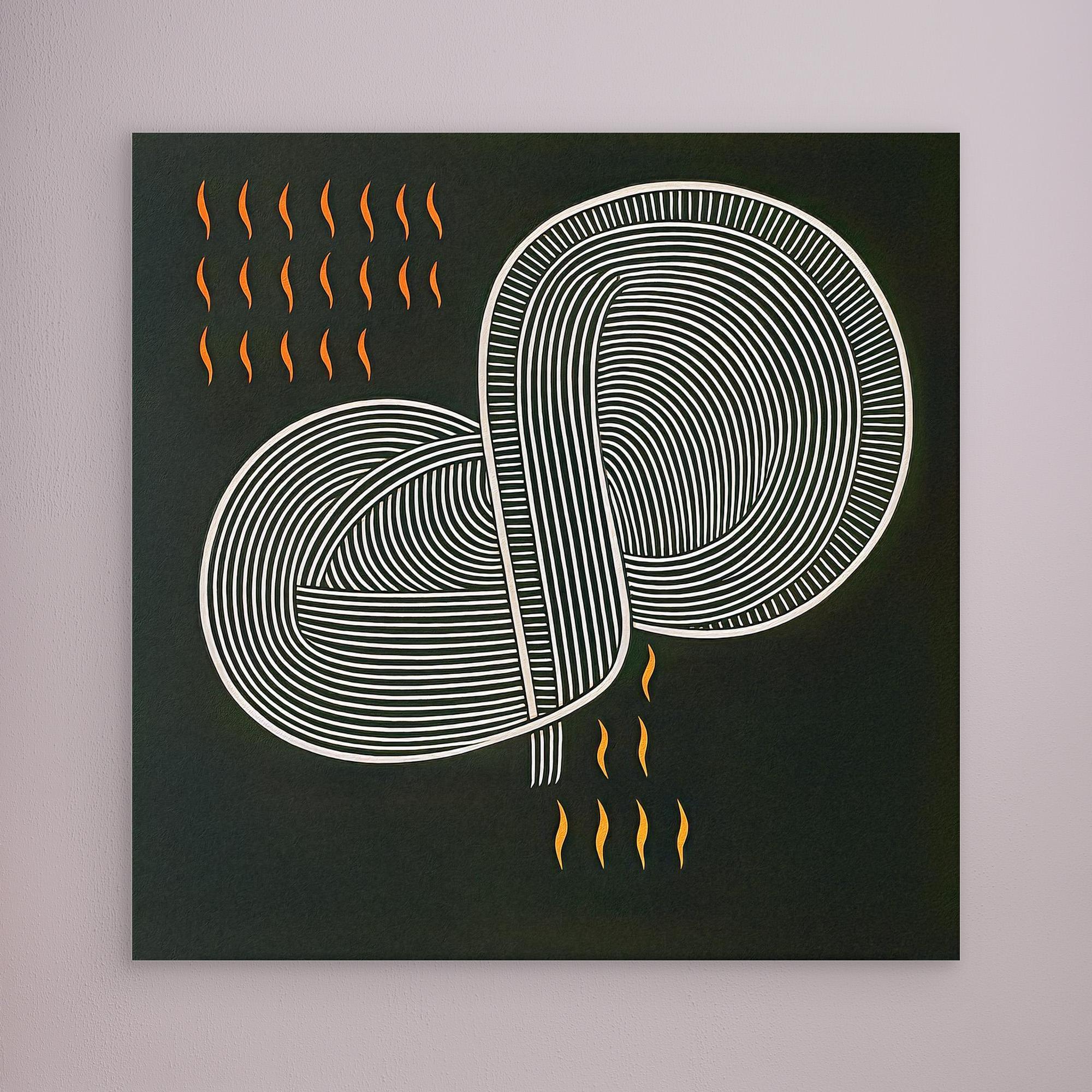 Canvas Print: “Molten Flow Loop” – Abstract Minimalist Line Art with Burnt Orange Accents modern abstract canvas wall art by Rossetti Art – luxury interior design artwork for living room, bedroom, office – Abstract Line Art Contemporary Line Art Line Art Wall Decor