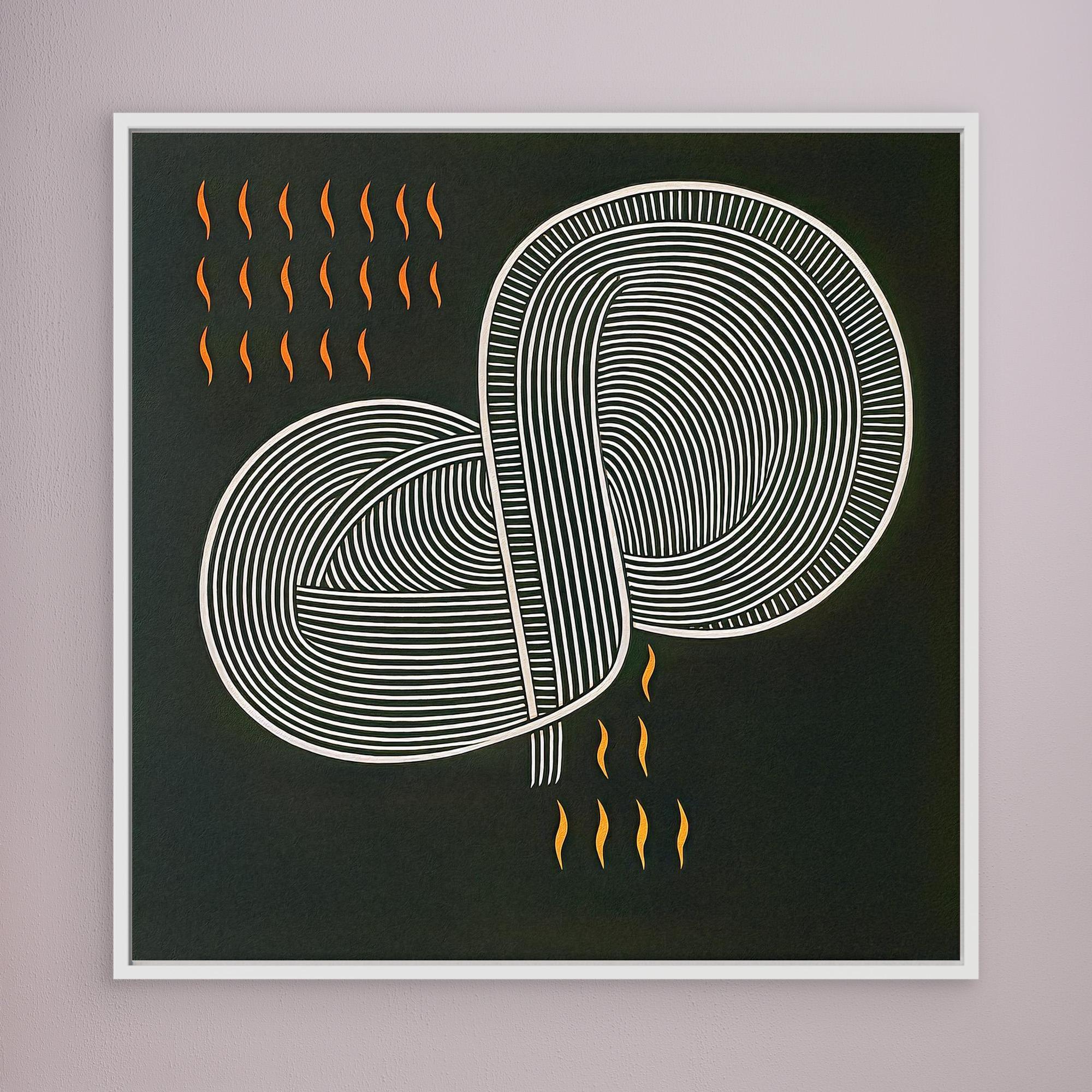 Canvas Print: “Molten Flow Loop” – Abstract Minimalist Line Art with Burnt Orange Accents modern abstract canvas wall art by Rossetti Art – luxury interior design artwork for living room, bedroom, office – Abstract Line Art Contemporary Line Art Line Art Wall Decor