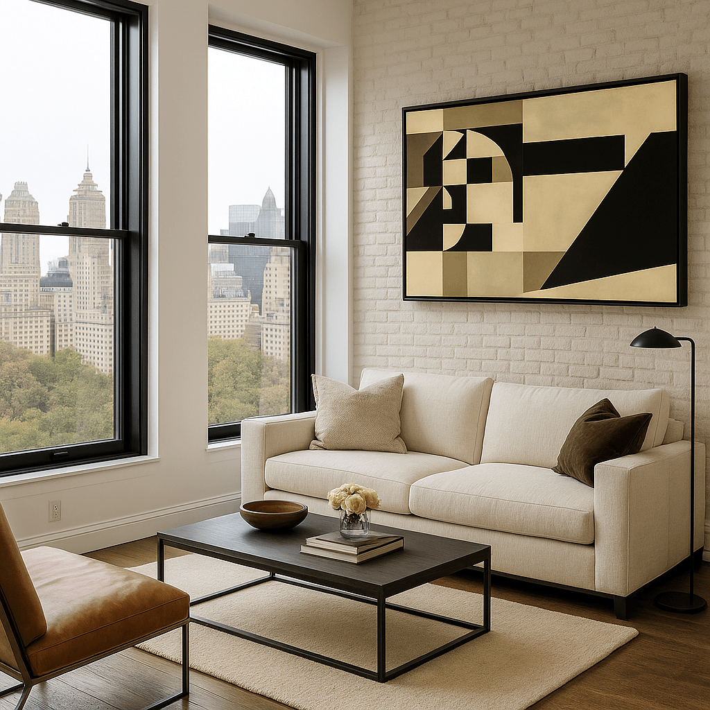 Canvas Print : Monochrome Code – Geometric Minimalist Canvas Wall Art modern abstract canvas wall art by Rossetti Art – luxury interior design artwork for living room, bedroom, office – abstract geometry art angular shapes canvas geometric canvas wall art