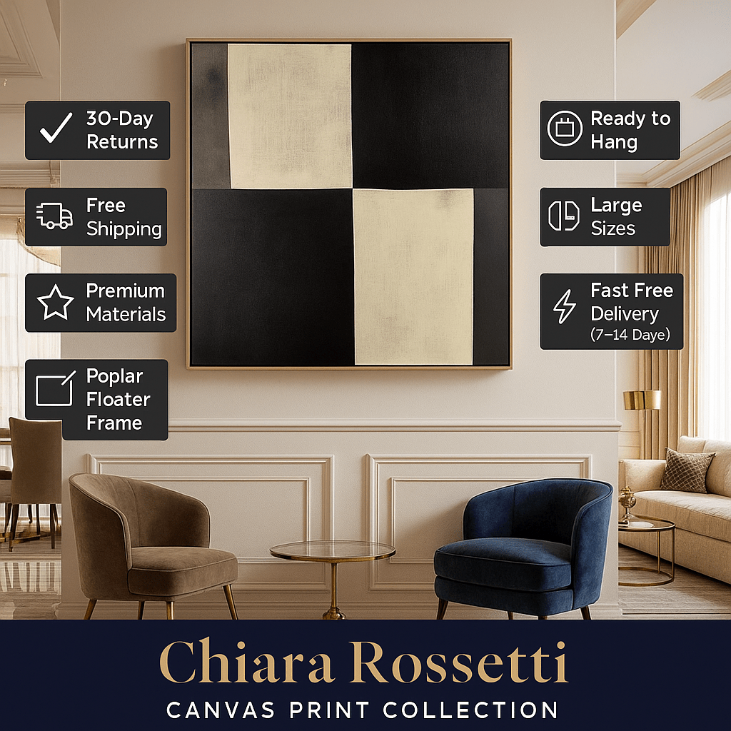 Canvas Print : Monochrome Elegance - Black & White Abstract Canvas Art modern abstract canvas wall art by Rossetti Art – luxury interior design artwork for living room, bedroom, office – black and white canvas art for living room Canvas Print : Monochrome Elegance large framed wall art for dining room