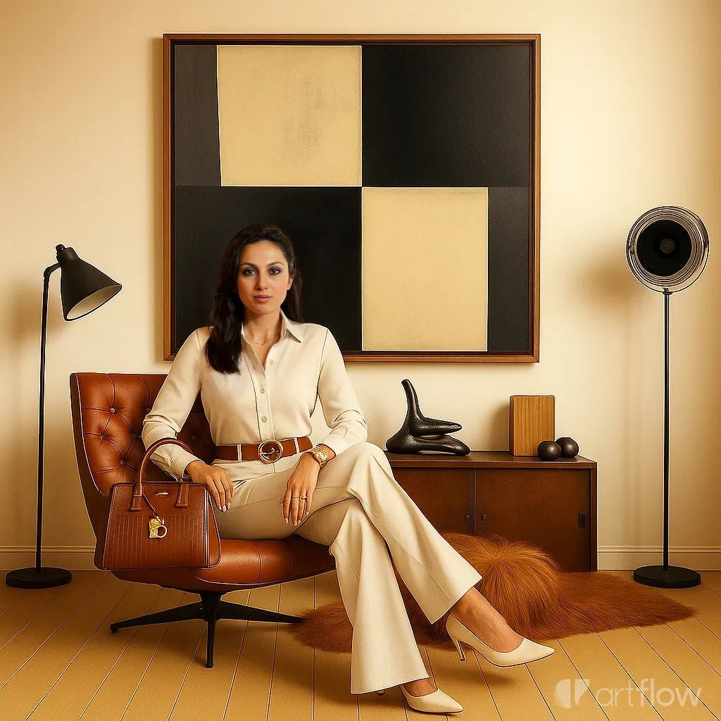 Canvas Print : Monochrome Elegance - Black & White Abstract Canvas Art modern abstract canvas wall art by Rossetti Art – luxury interior design artwork for living room, bedroom, office – black and white canvas art for living room Canvas Print : Monochrome Elegance large framed wall art for dining room