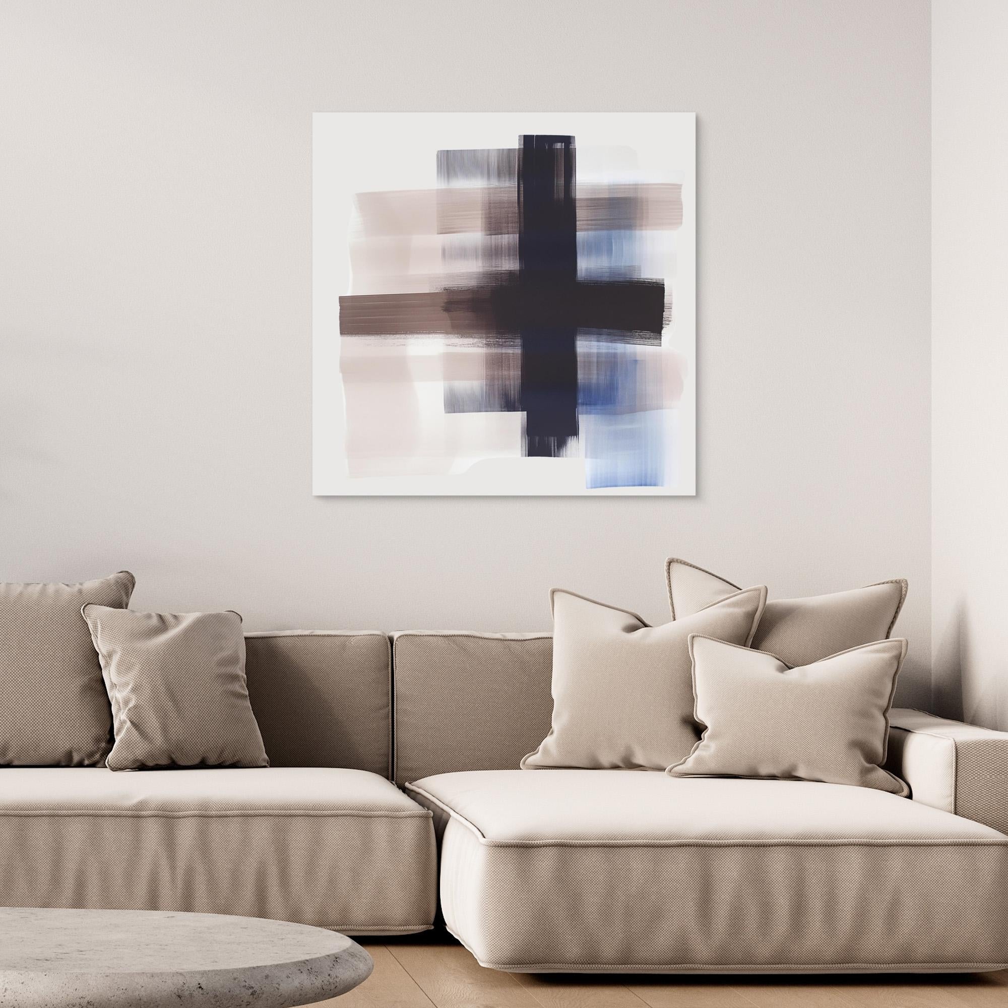 Canvas Print: "Monochrome Motion" - Abstract Minimalist Art modern abstract canvas wall art by Rossetti Art – luxury interior design artwork for living room, bedroom, office – Contemporary Abstract Art Modern Minimalist Decor Neutral Wall Art