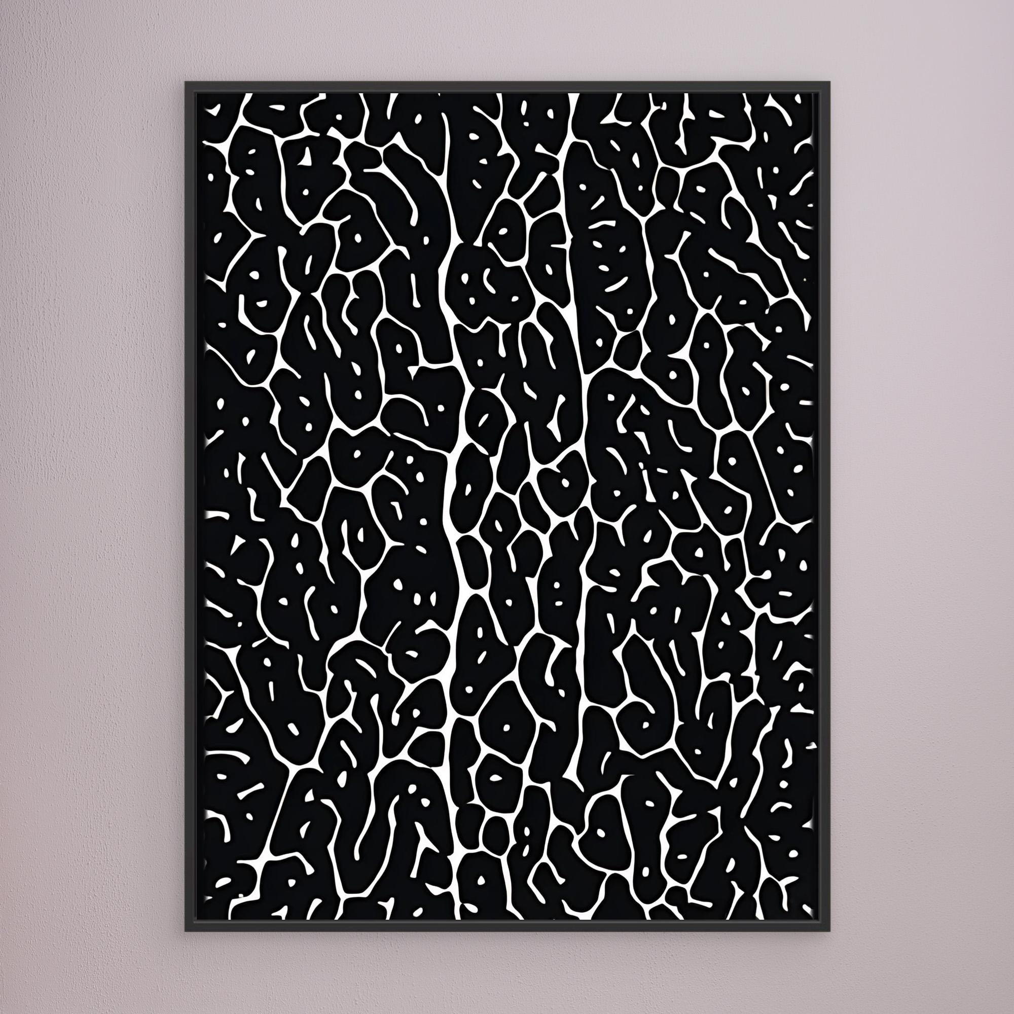 Canvas Print: "Monochrome Pulse Black" - Abstract Black & White Wall Art modern abstract canvas wall art by Rossetti Art – luxury interior design artwork for living room, bedroom, office – Black and White Abstract Canvas High - Contrast Contemporary Painting Industrial Loft Decor