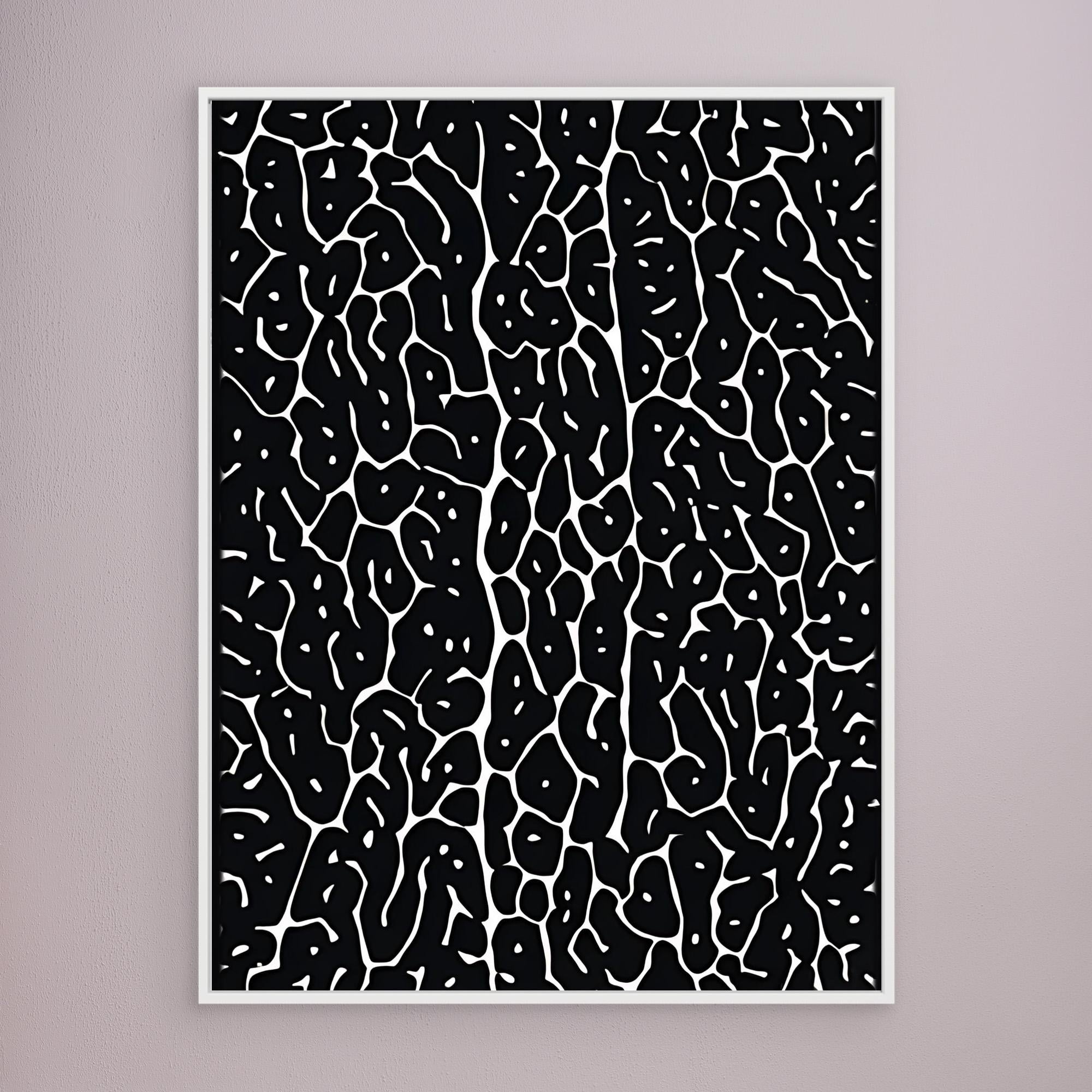 Canvas Print: "Monochrome Pulse Black" - Abstract Black & White Wall Art modern abstract canvas wall art by Rossetti Art – luxury interior design artwork for living room, bedroom, office – Black and White Abstract Canvas High - Contrast Contemporary Painting Industrial Loft Decor