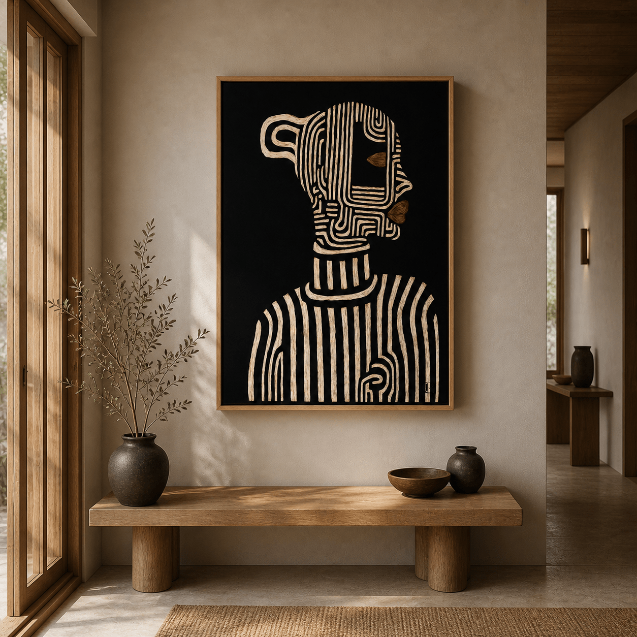 Modern black and white abstract art for living room