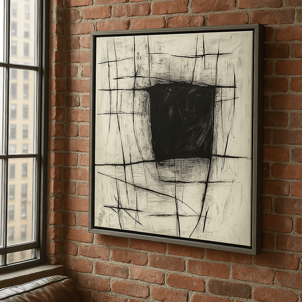 Canvas Print : Monochrome Void - Monochrome Wall Art for Living Room modern abstract canvas wall art by Rossetti Art – luxury interior design artwork for living room, bedroom, office – black and white abstract art Black And White Art handmade wall art