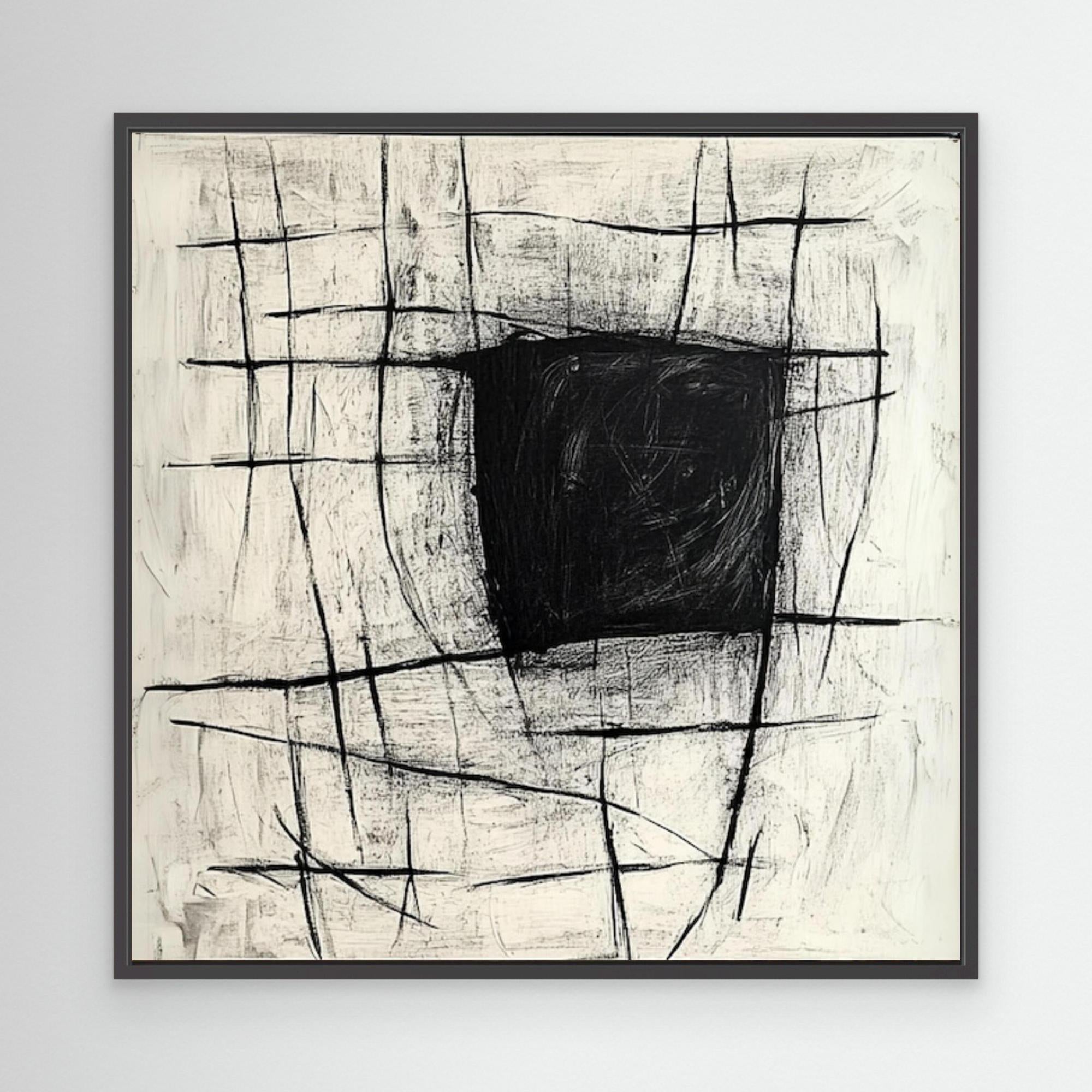 Canvas Print : Monochrome Void - Monochrome Wall Art for Living Room modern abstract canvas wall art by Rossetti Art – luxury interior design artwork for living room, bedroom, office – black and white abstract art Black And White Art handmade wall art