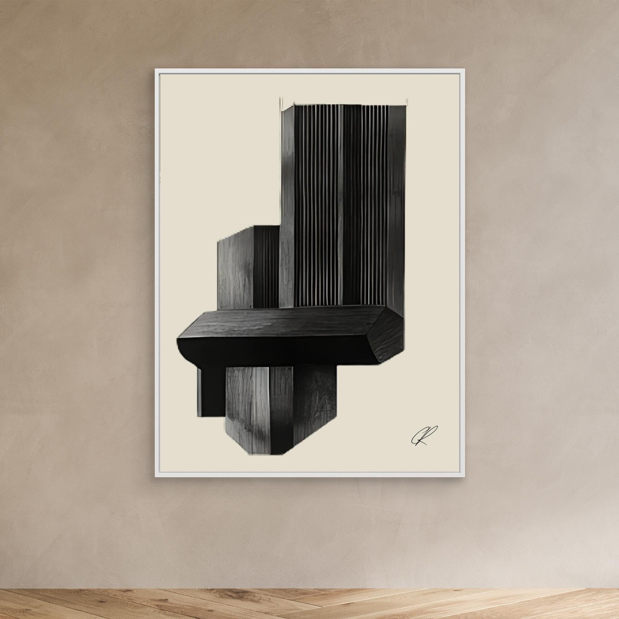 Canvas Print: Monolith Pulse Form – Contemporary Canvas Prints modern abstract canvas wall art by Rossetti Art – luxury interior design artwork for living room, bedroom, office – Architectural Abstract Print Black Wall Art Brutalist Canvas Print