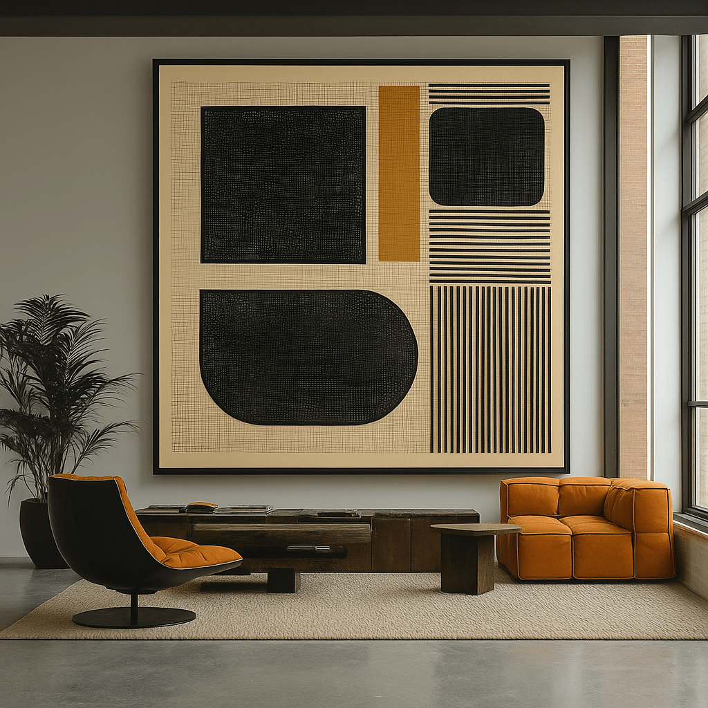 Canvas Print: Muted Form Funk – Minimalist Abstract Canvas for Modern Interiors modern abstract canvas wall art by Rossetti Art – luxury interior design artwork for living room, bedroom, office – abstract wall art bold geometric art contemporary wall design