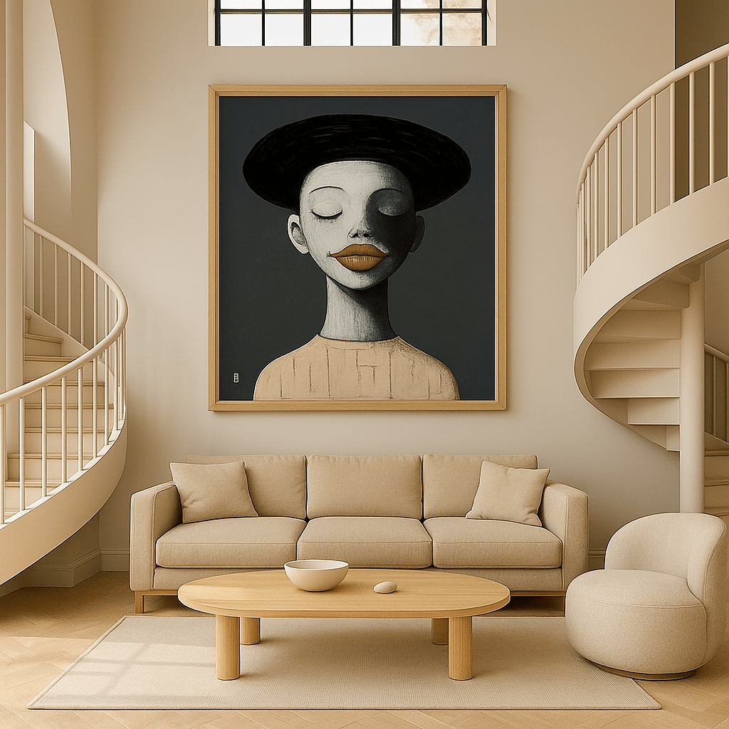 Canvas Print: Muted Muse Portrait – Modern Portrait Canvas Art for Elegant Interiors modern abstract canvas wall art by Rossetti Art – luxury interior design artwork for living room, bedroom, office – abstract wall art contemporary wall design framed abstract canvas