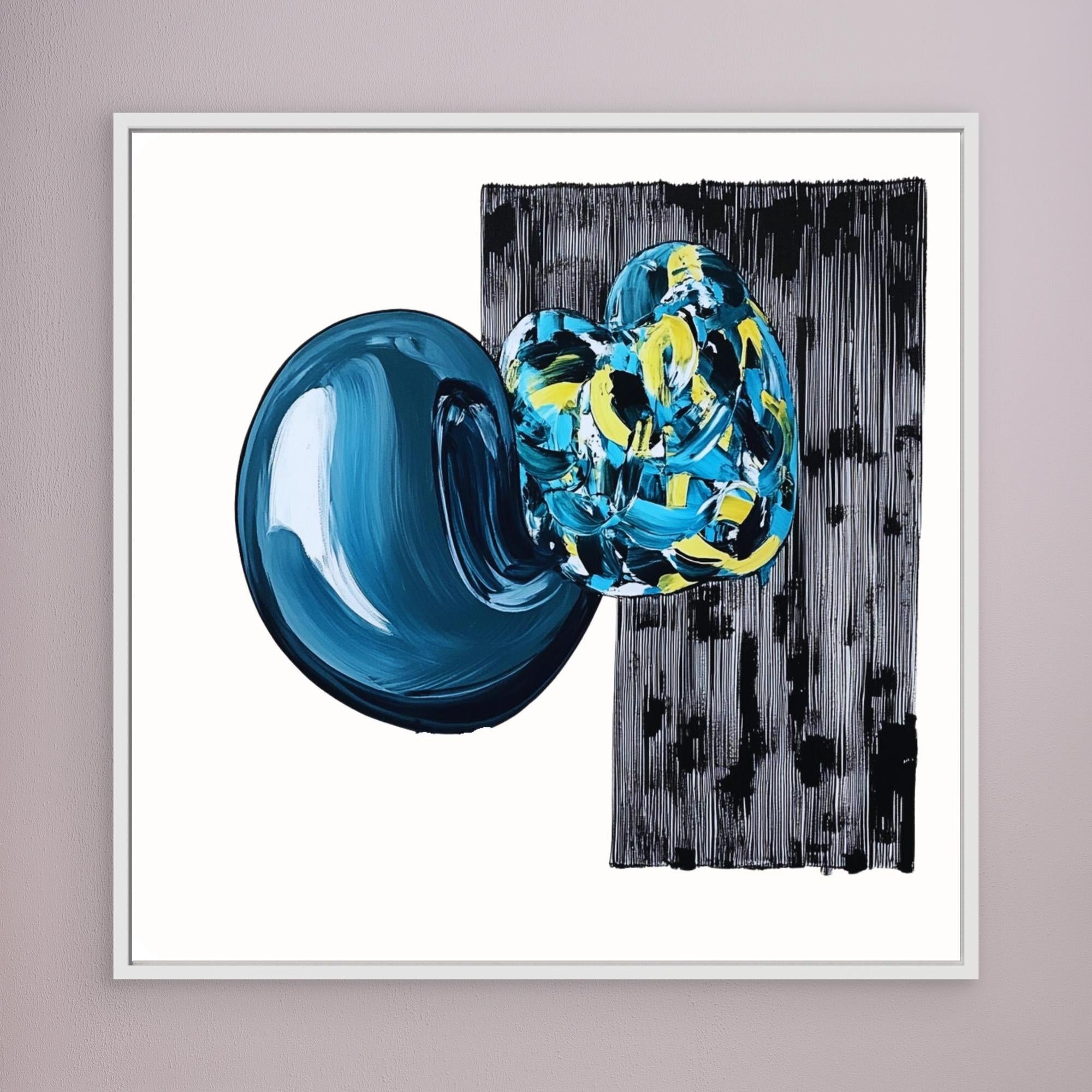 Canvas Print : Neo - Abstract Geometry | Modern Handmade Wall Art Print modern abstract canvas wall art by Rossetti Art – luxury interior design artwork for living room, bedroom, office – artistic home decor black and white wall art blue and yellow painting