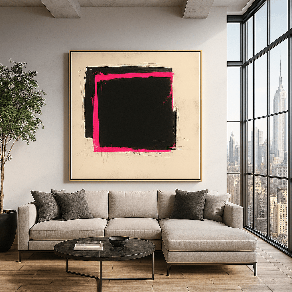 Canvas Print: Neon Frame – Bold Abstract Expressionist Canvas Print | Modern Luxury Wall Art modern abstract canvas wall art by Rossetti Art – luxury interior design artwork for living room, bedroom, office – abstract wall art canvas print art Chiara Rossetti