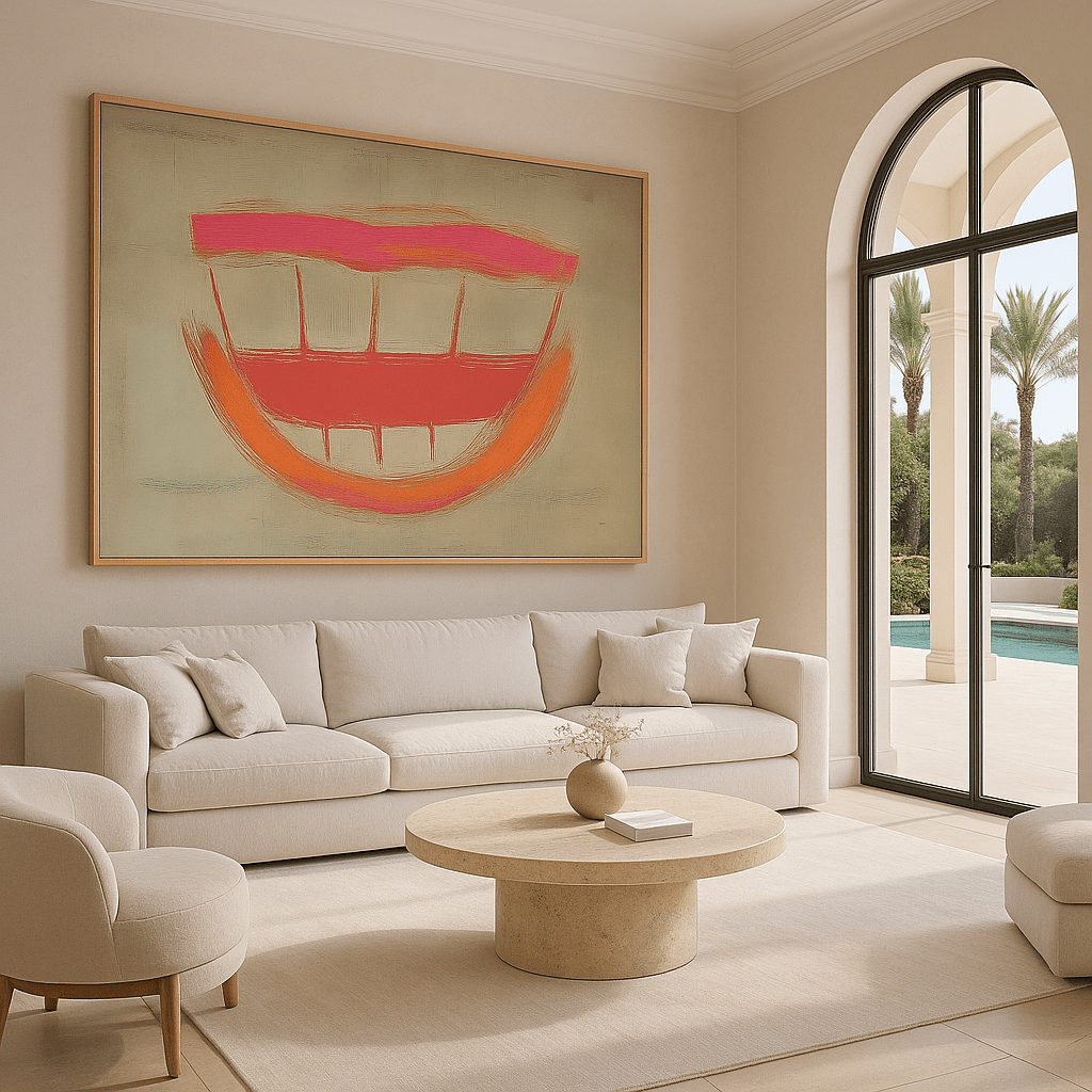 Canvas Print: Neon Grin - Abstract Pop Art Wall Art Print modern abstract canvas wall art by Rossetti Art – luxury interior design artwork for living room, bedroom, office – contemporary art piece Contemporary Canvas Art Contemporary canvas print