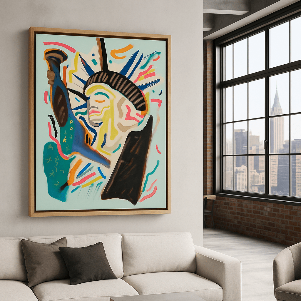 Canvas Print : Neon Liberty: Pop Art Tribute to Freedom - Chiara Rossetti