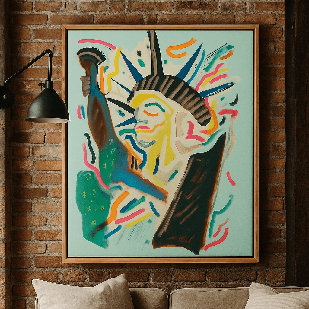 Canvas Print : Neon Liberty: Pop Art Tribute to Freedom - Chiara Rossetti