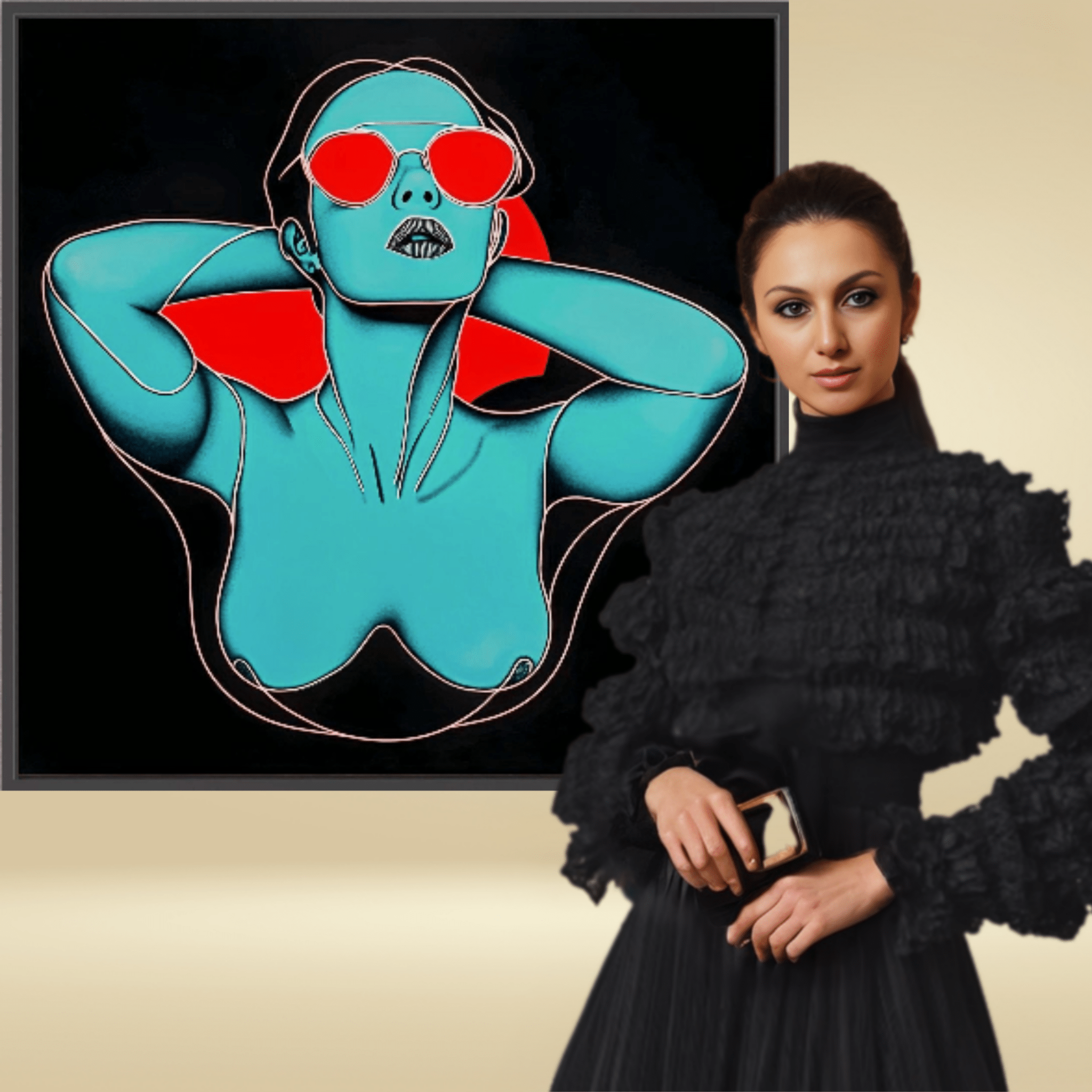 Canvas Print: "Neon Muse" - Bold Modern Pop Art Wall Decor modern abstract canvas wall art by Rossetti Art – luxury interior design artwork for living room, bedroom, office – Abstract Canvas Art Abstract Canvas Print canvas print for walls