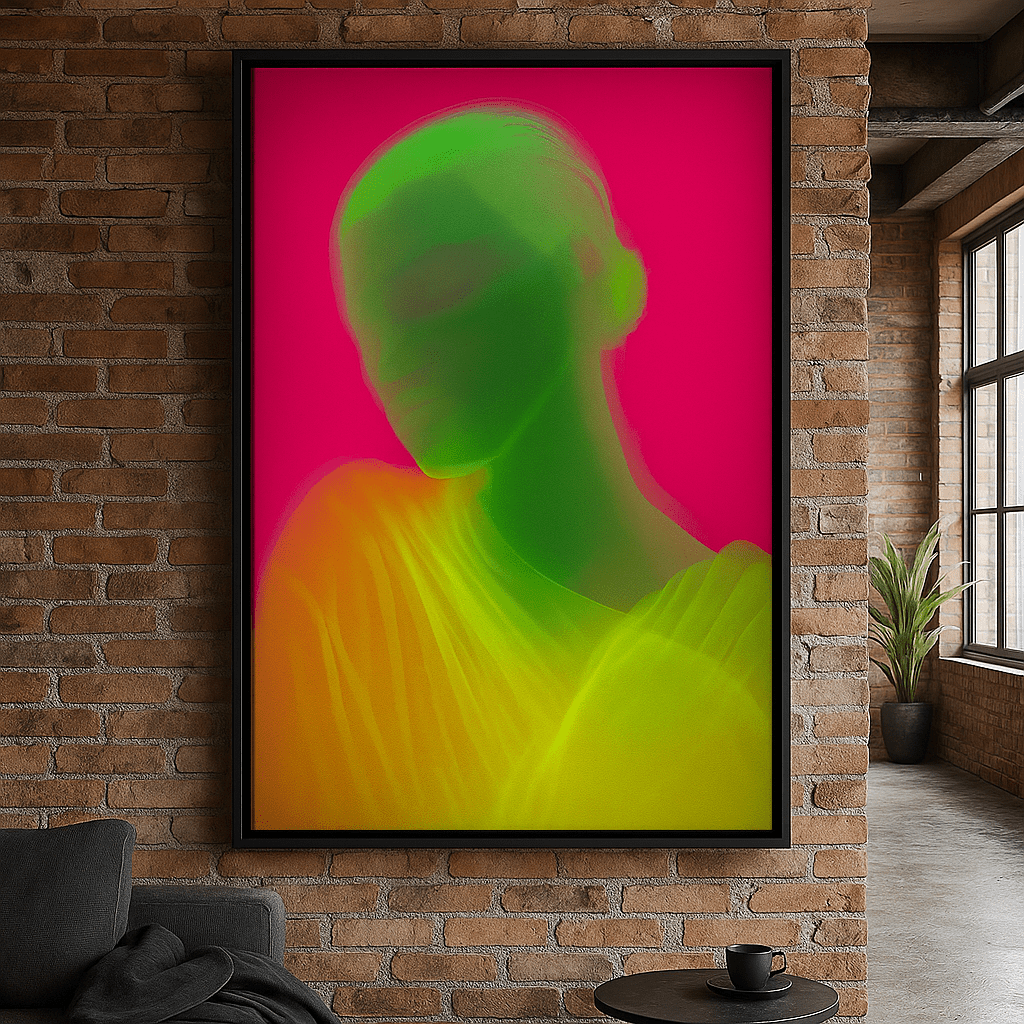 Canvas Print : Neon Serenity Female – Modern Abstract Portrait Canvas Wall Art - Chiara Rossetti