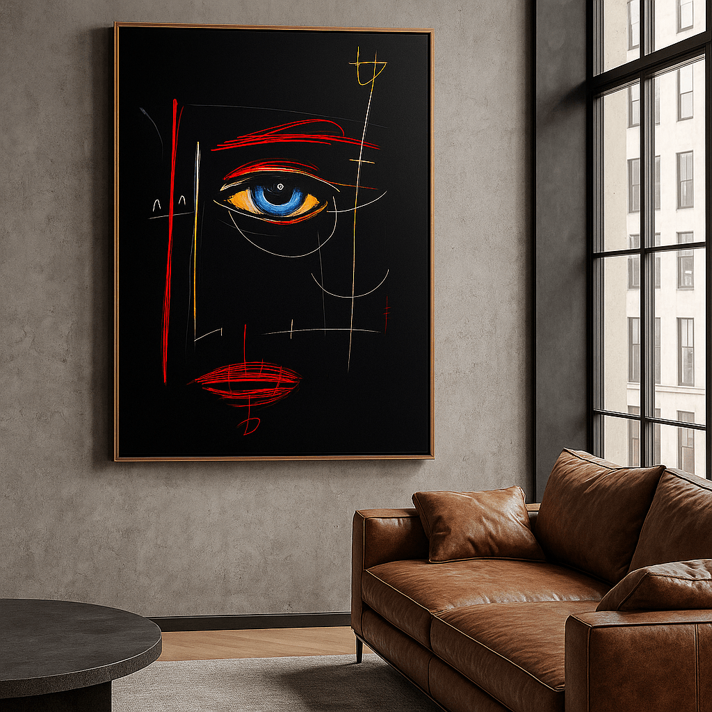Canvas Print : Neon Stare – Abstract Eye Canvas Wall Art Print - Chiara Rossetti