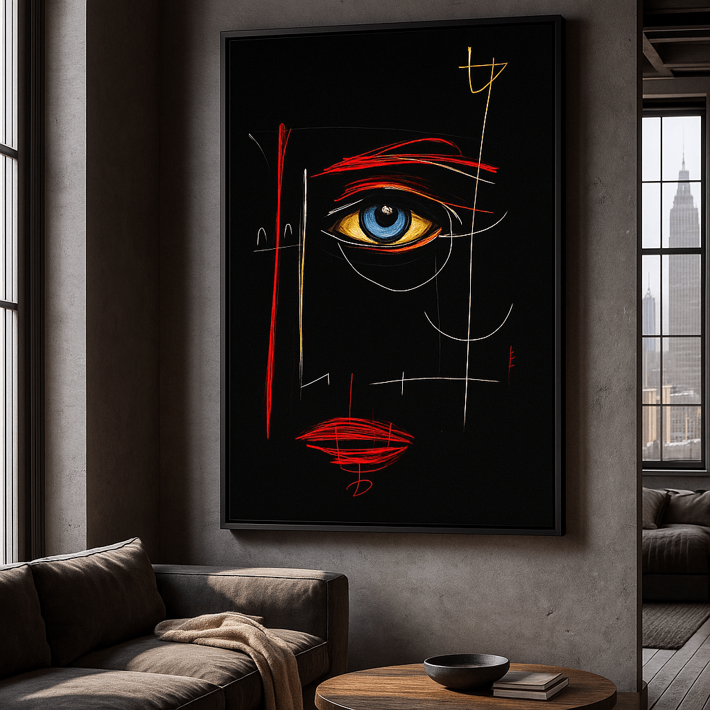 Canvas Print : Neon Stare – Abstract Eye Canvas Wall Art Print - Chiara Rossetti