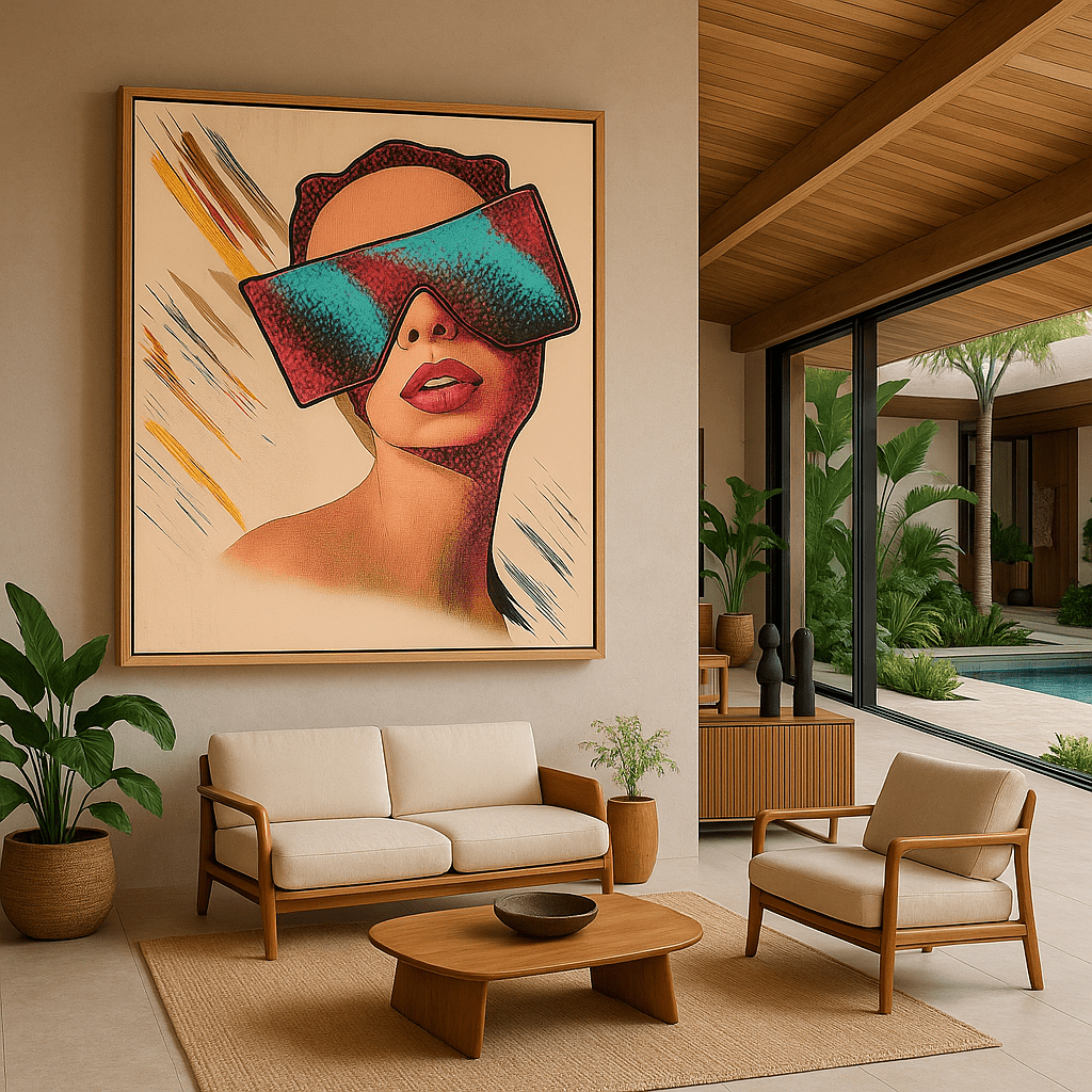 Canvas Print : Neon Visionary – Original Pop Art Portrait Canvas - Colorful Abstract Face Print Art - Chiara Rossetti