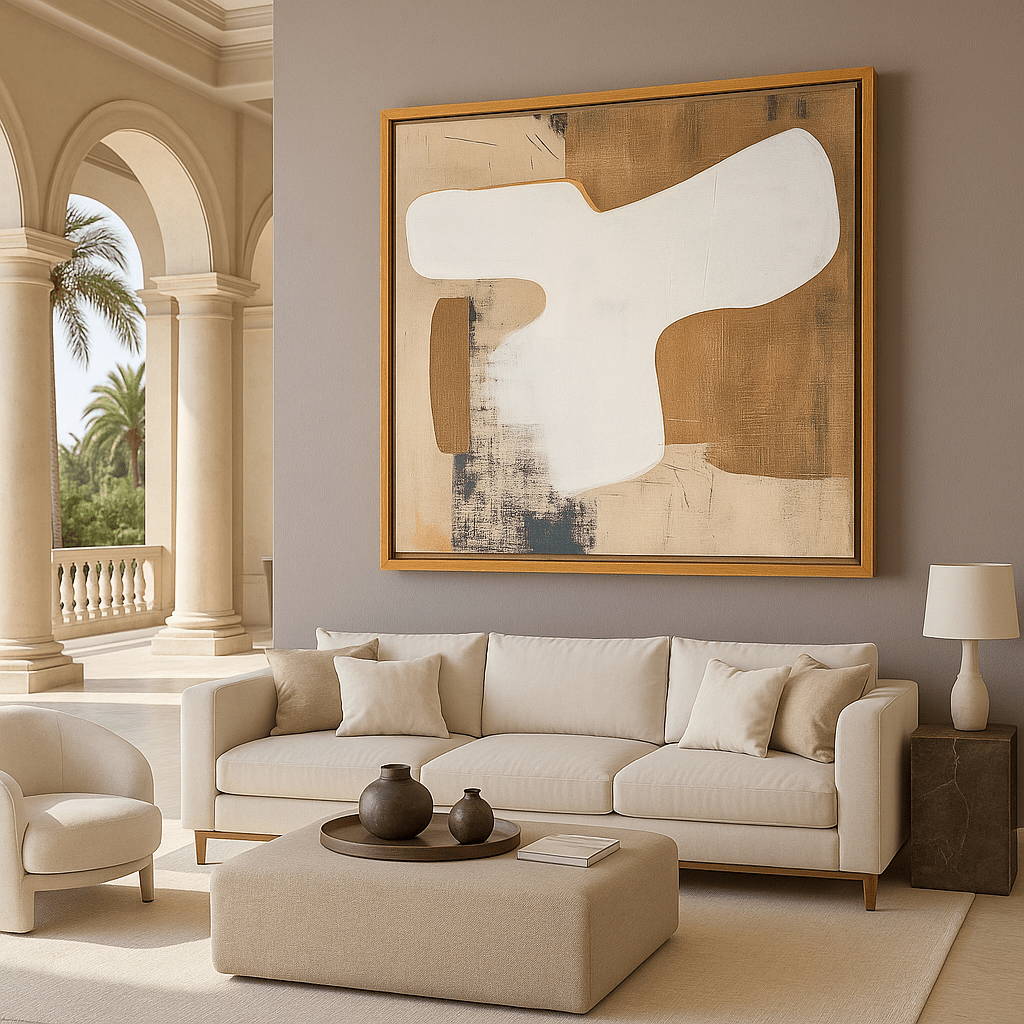 Canvas Print: "Neutral Essence" – Minimalist Abstract Earth - Tone Art modern abstract canvas wall art by Rossetti Art – luxury interior design artwork for living room, bedroom, office – Contemporary Art for Sale contemporary art piece Contemporary art print