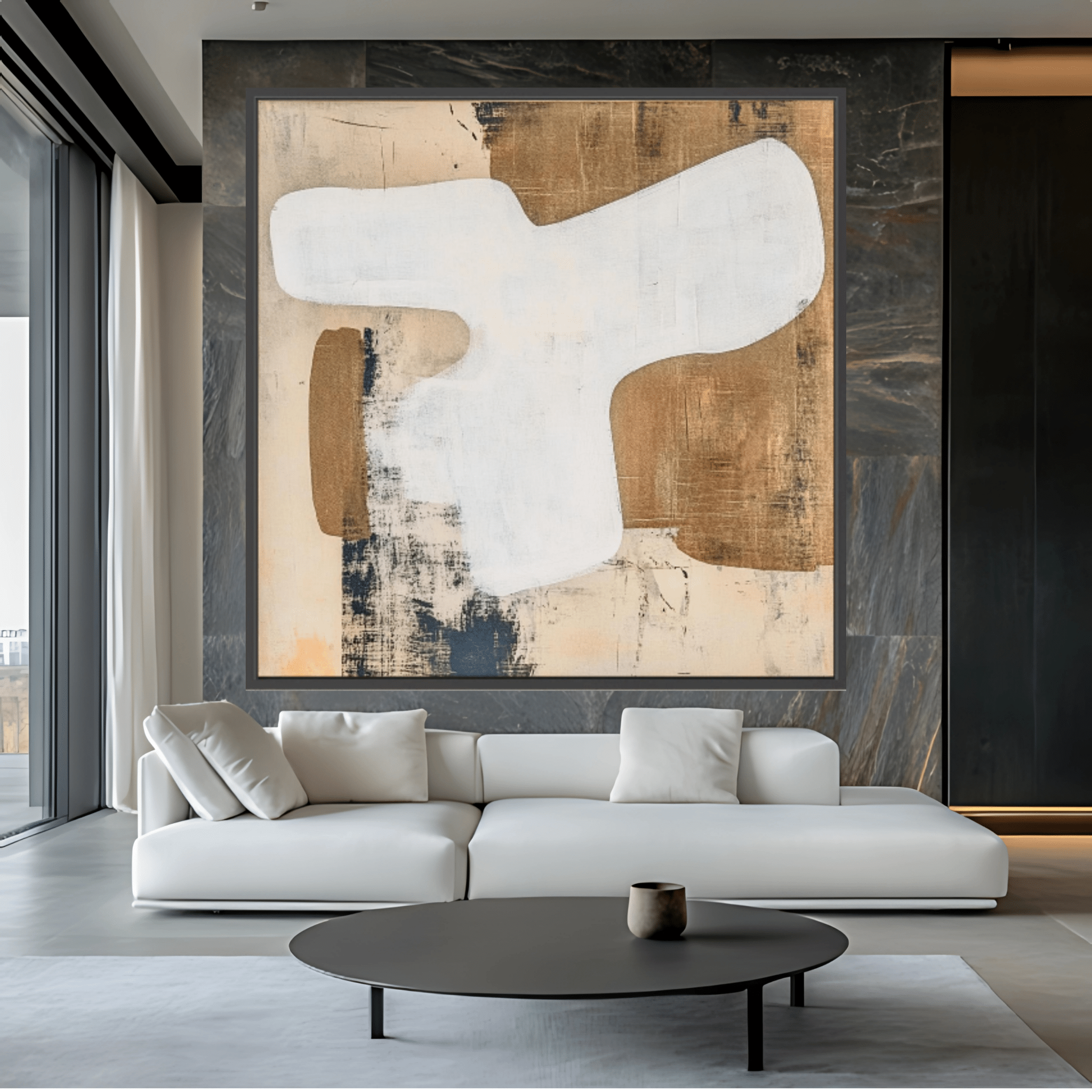Canvas Print: "Neutral Essence" – Minimalist Abstract Earth - Tone Art modern abstract canvas wall art by Rossetti Art – luxury interior design artwork for living room, bedroom, office – Contemporary Art for Sale contemporary art piece Contemporary art print