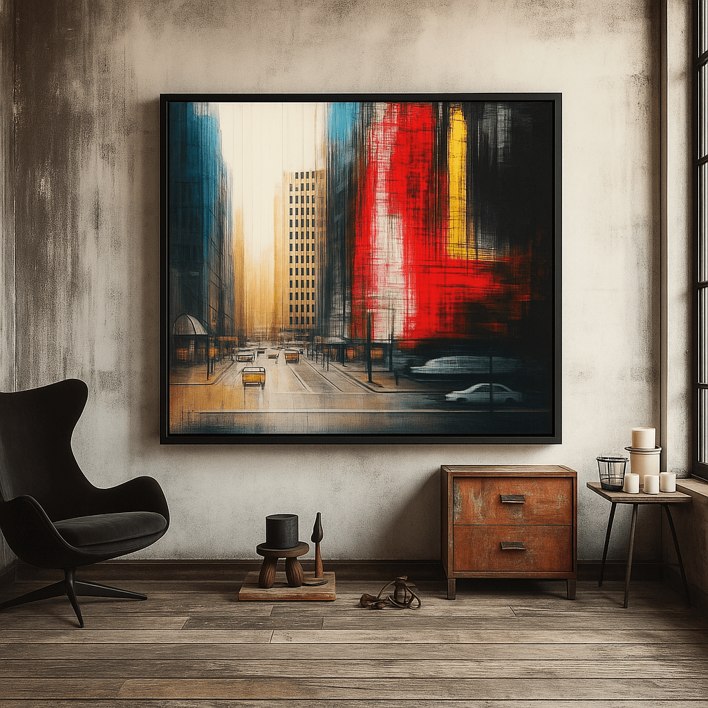 Canvas Print: New York Skyline Canvas Wall Art - New York Skyline Art Print modern abstract canvas wall art by Rossetti Art – luxury interior design artwork for living room, bedroom, office – Contemporary Art for Sale contemporary art piece Contemporary art print
