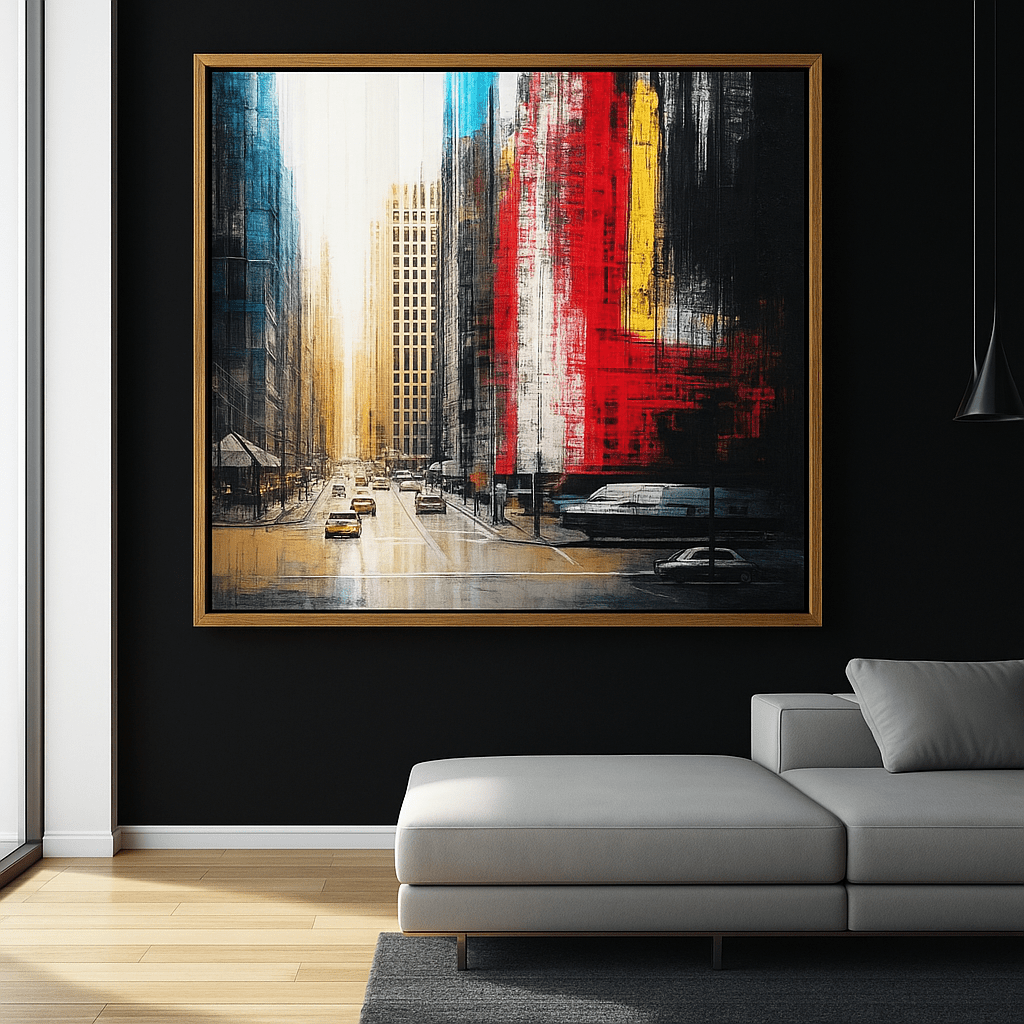 Canvas Print: New York Skyline Canvas Wall Art - New York Skyline Art Print modern abstract canvas wall art by Rossetti Art – luxury interior design artwork for living room, bedroom, office – Contemporary Art for Sale contemporary art piece Contemporary art print