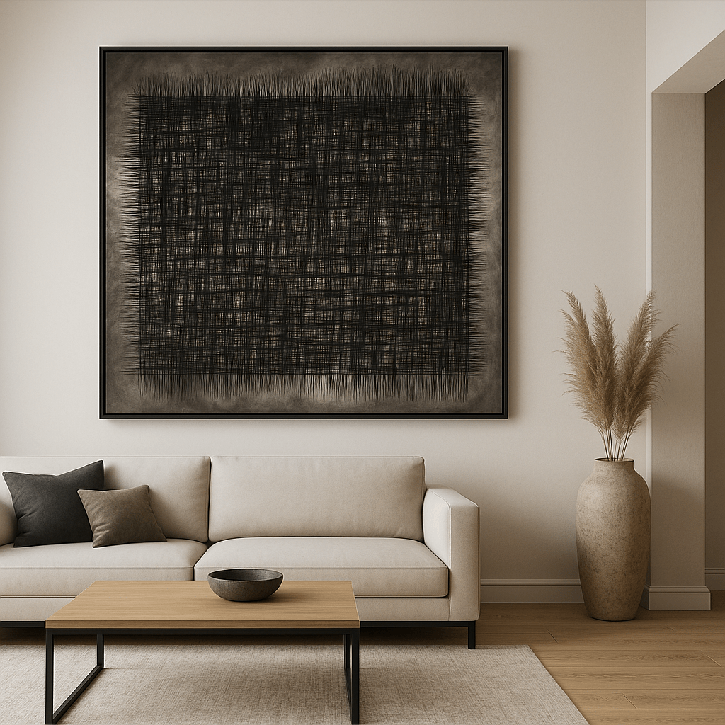 Canvas Print : Noir Weave – Abstract Line Art Canvas Wall Decor - Chiara Rossetti